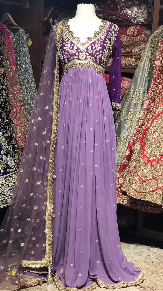 Purple Size 38 Pleated Anarkali