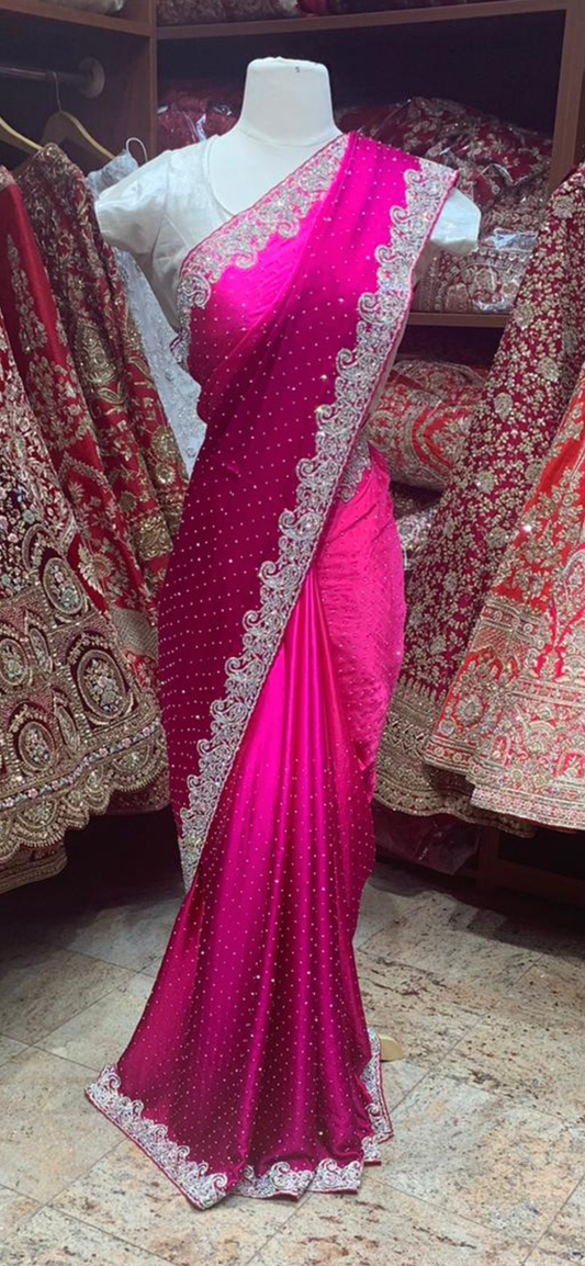 Ombré Hot Pink Saree PWS-074