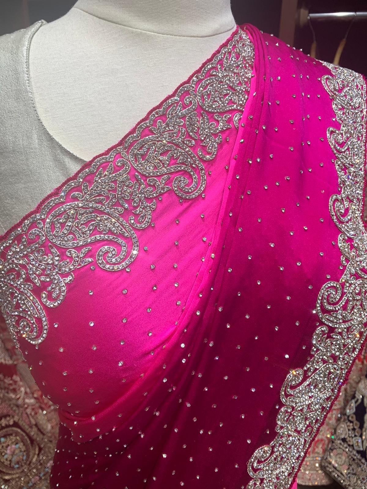 Ombré Hot Pink Saree PWS-074