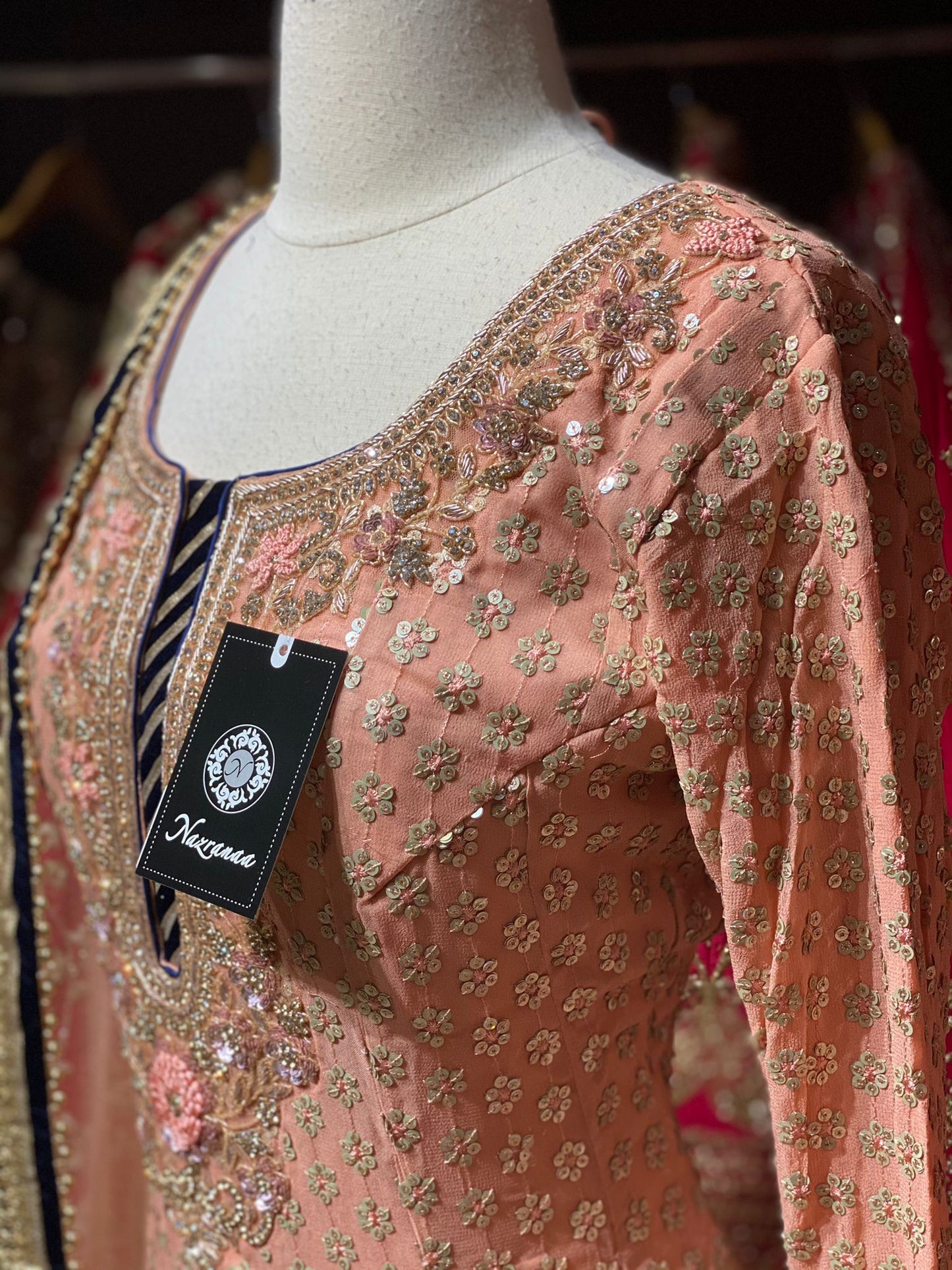 Coral Peach Anarkali PWA-037