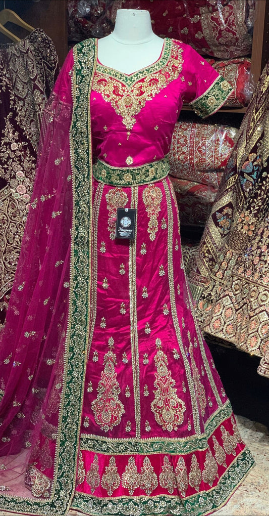 Hot Pink Luxury Collection Bridal Wear Lehenga BWL- 200