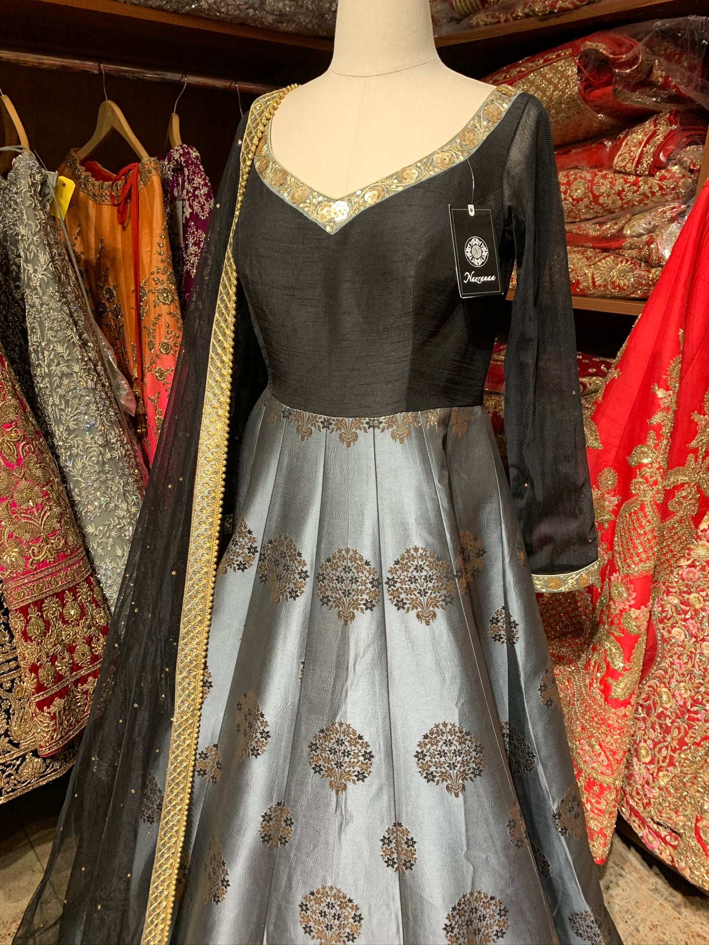 Black Grey Size 38 Anarkali