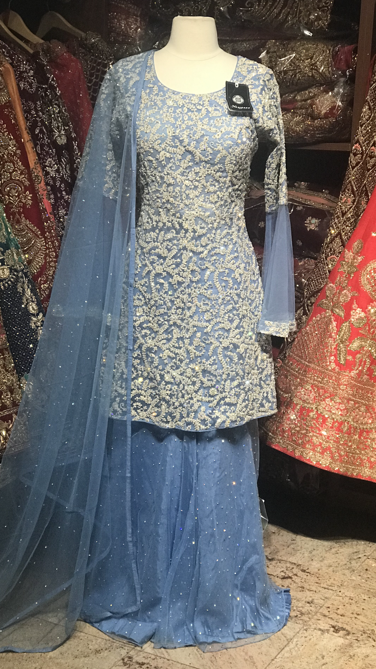 Frozen Blue Size 38 Gharara Suit