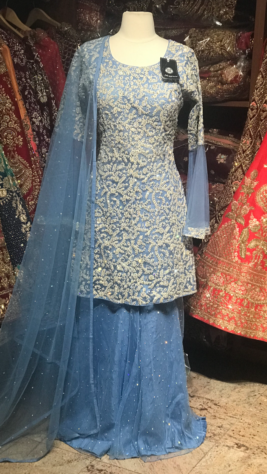 Frozen Blue Size 38 Gharara Suit