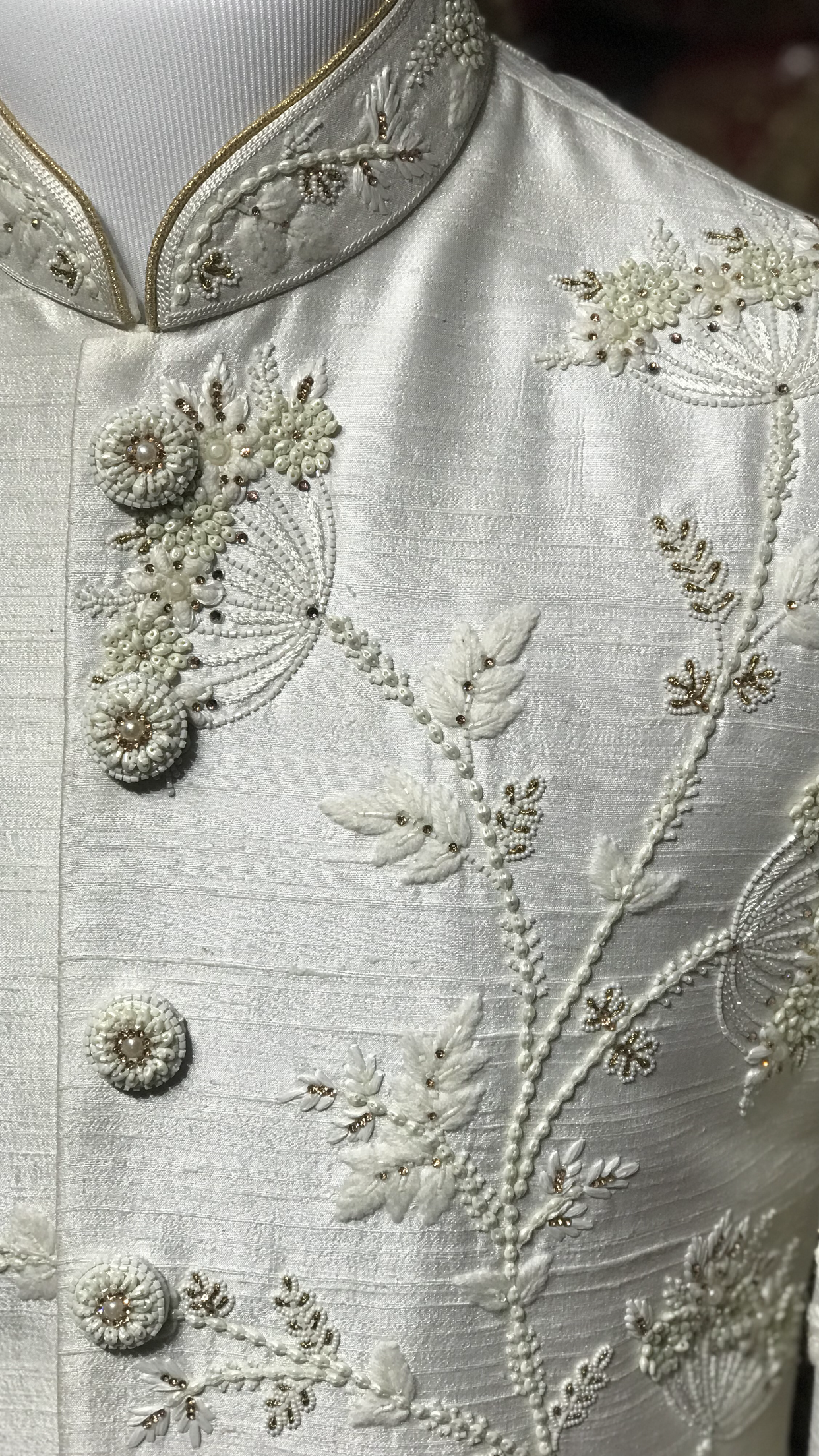 White Raw Silk Sherwani