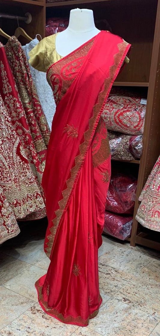 Ruby Red Saree PWS-076