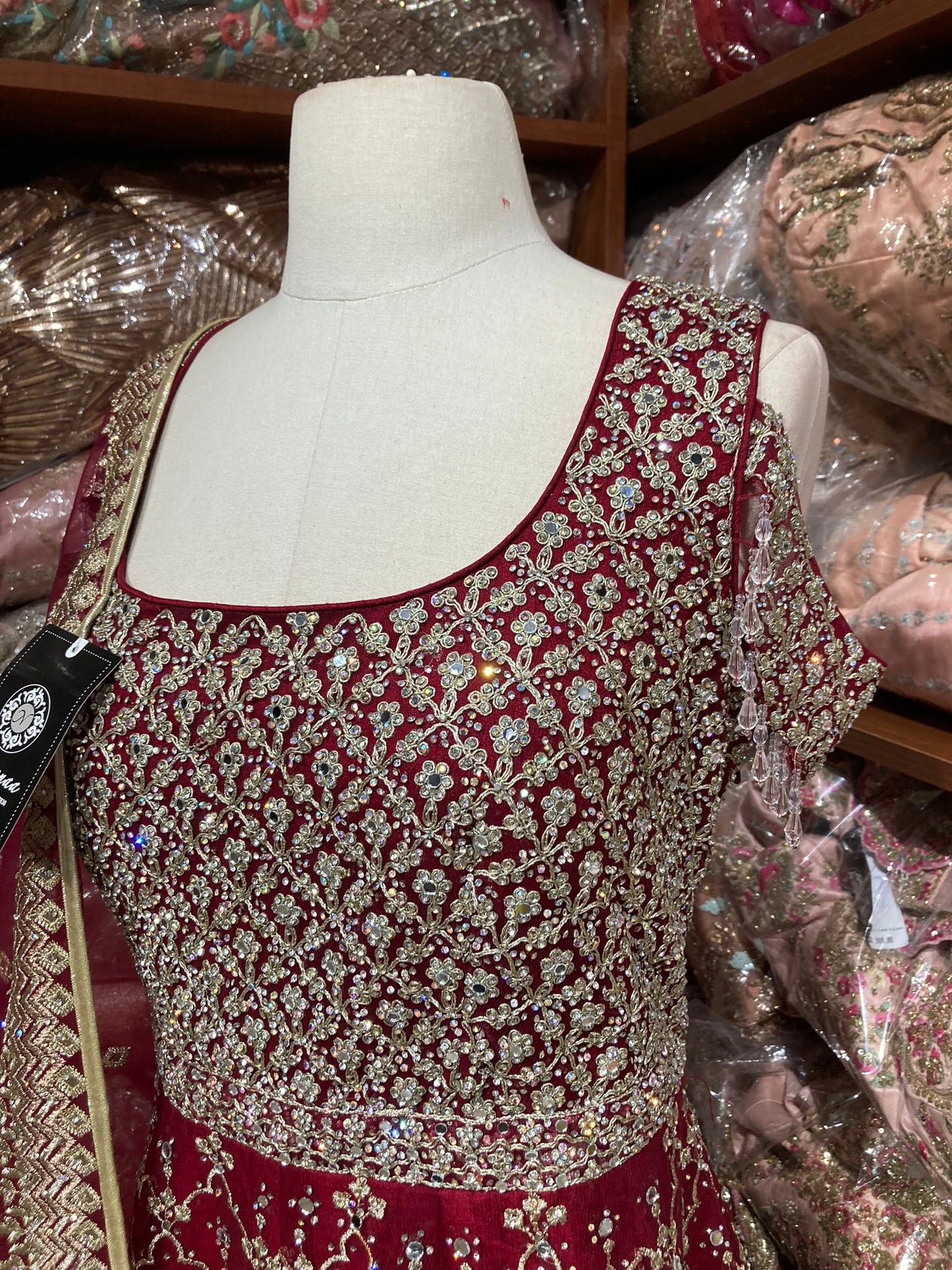 Rosewood Red Anarkali PWA-150