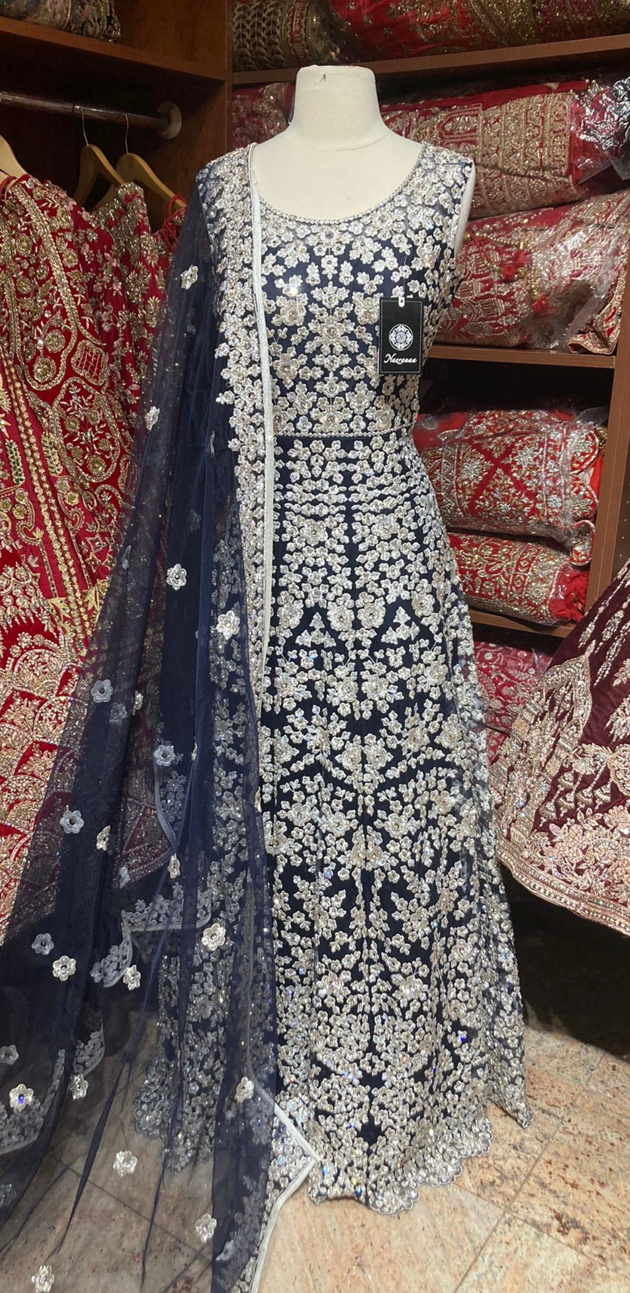 Prussian Blue Anarkali PWA-114