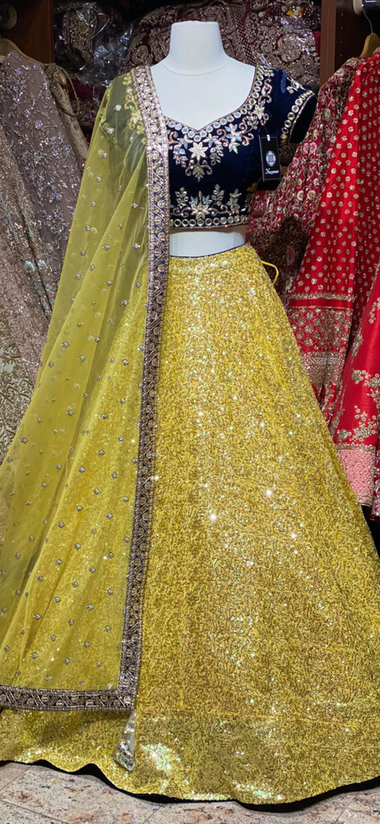 Metallic Yellow Party Wear Lehenga PWL-023