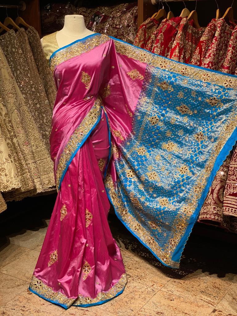 Pink And Blue Pure Silk Kanjeevaram Saree PSK-02