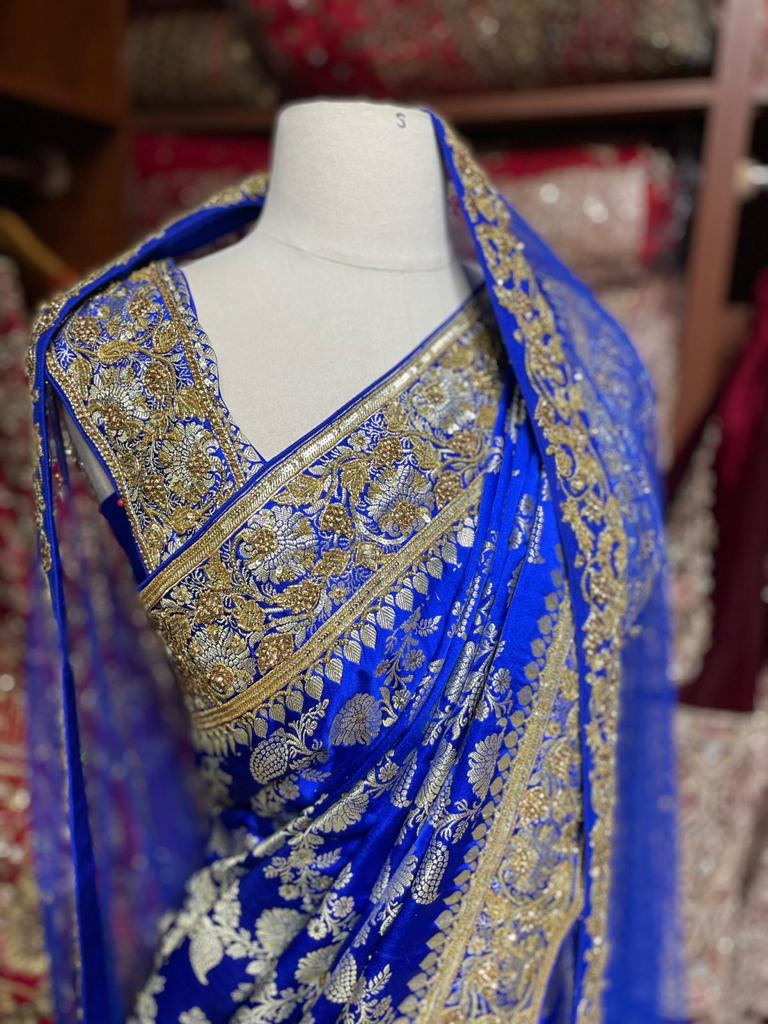 Royal Blue Pure Silk Saree PSK-09