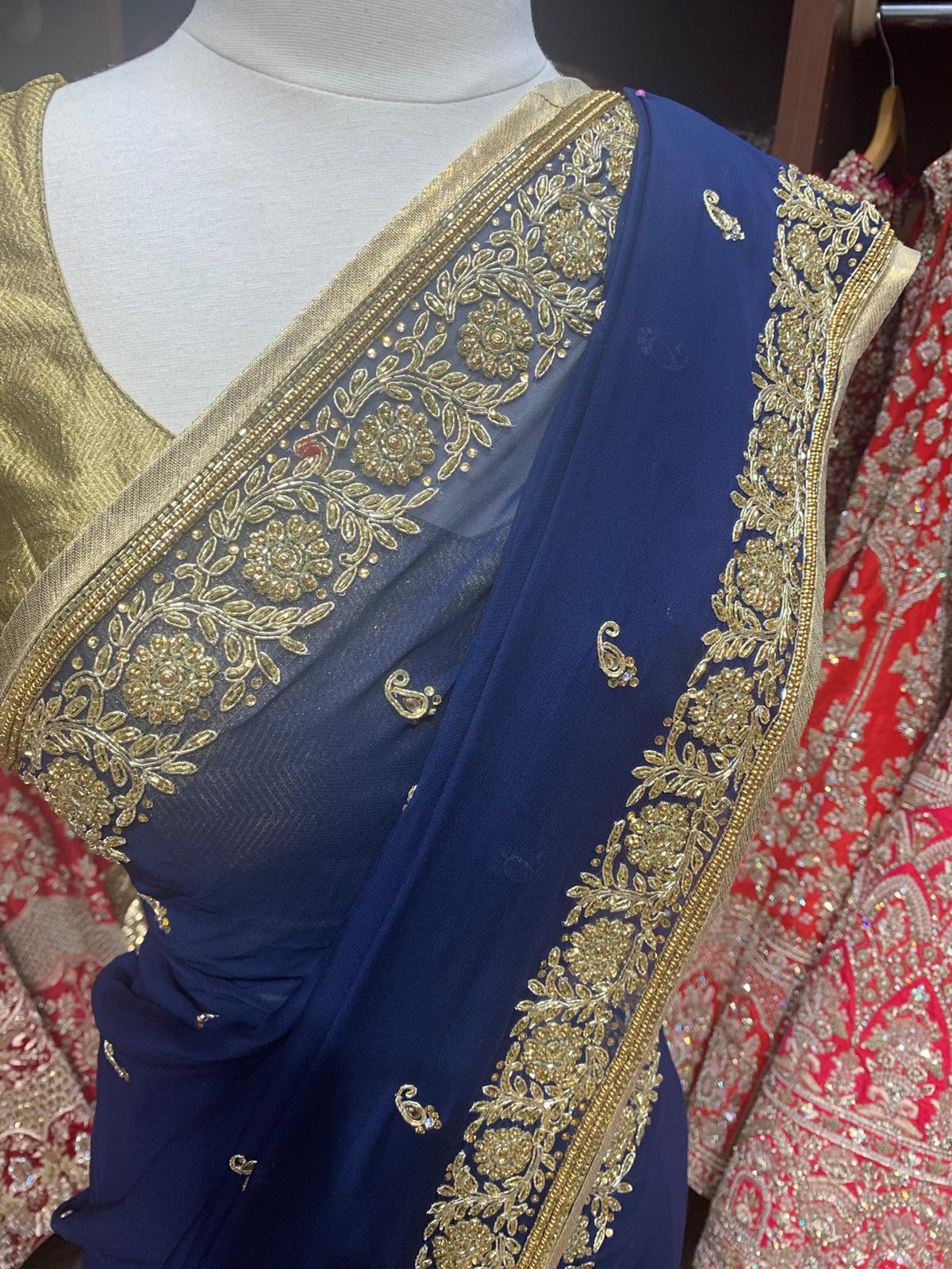 Navy Blue Saree PWS-072