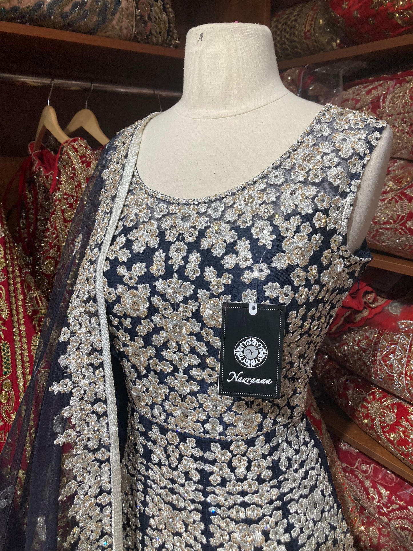 Prussian Blue Anarkali PWA-114