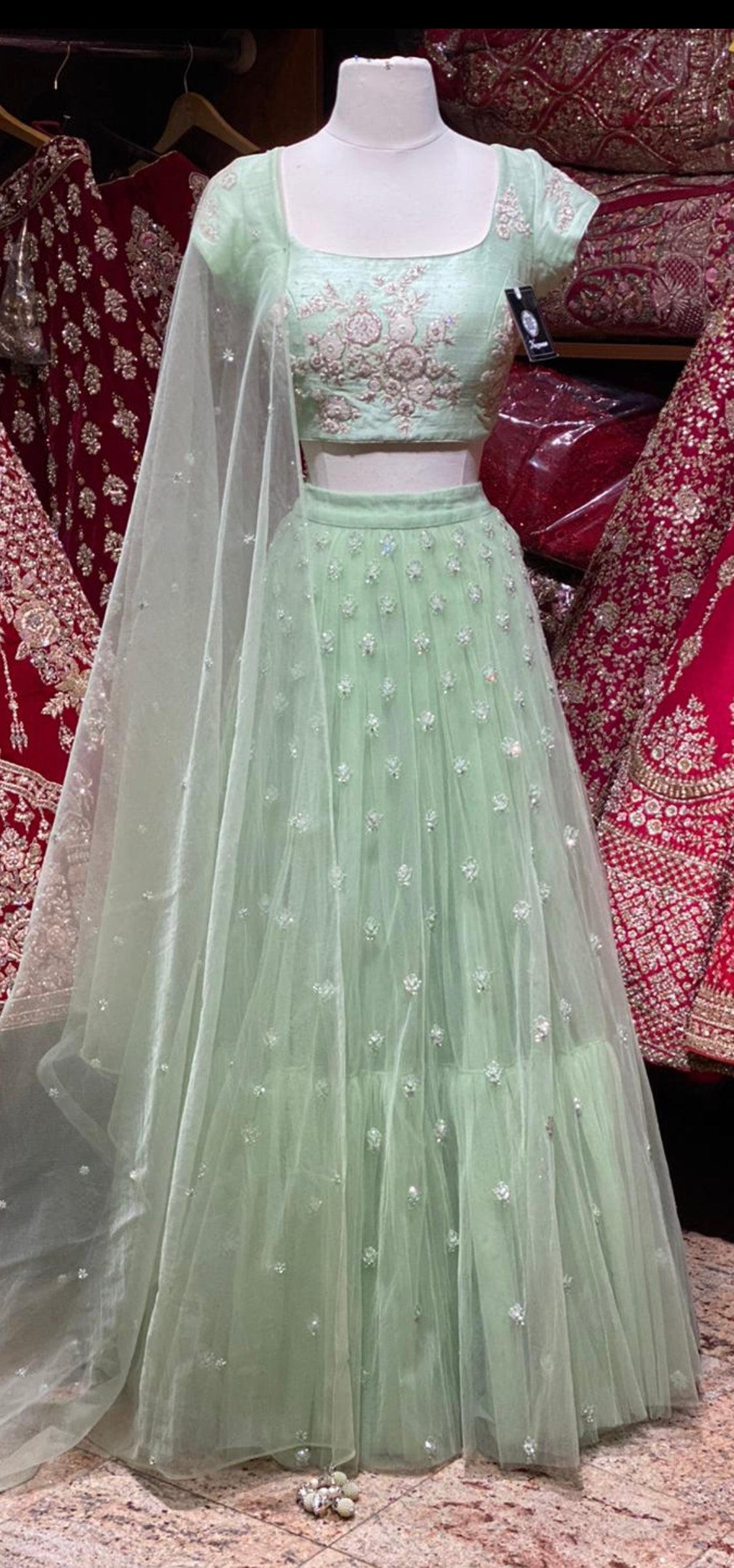 Mint Green Party Wear Lehenga PWL-135