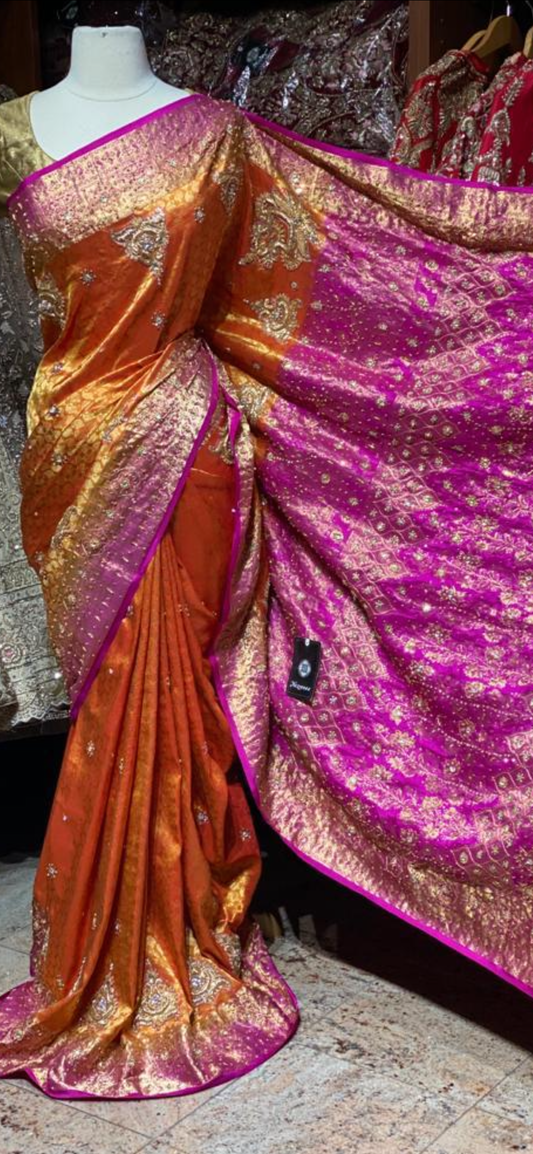 Orange and Pink Pure Silk Kanjeevaram Saree PSK-06