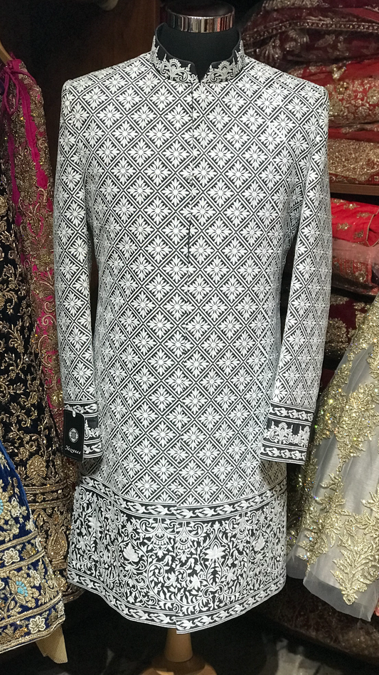 Grey Lucknowi Sherwani