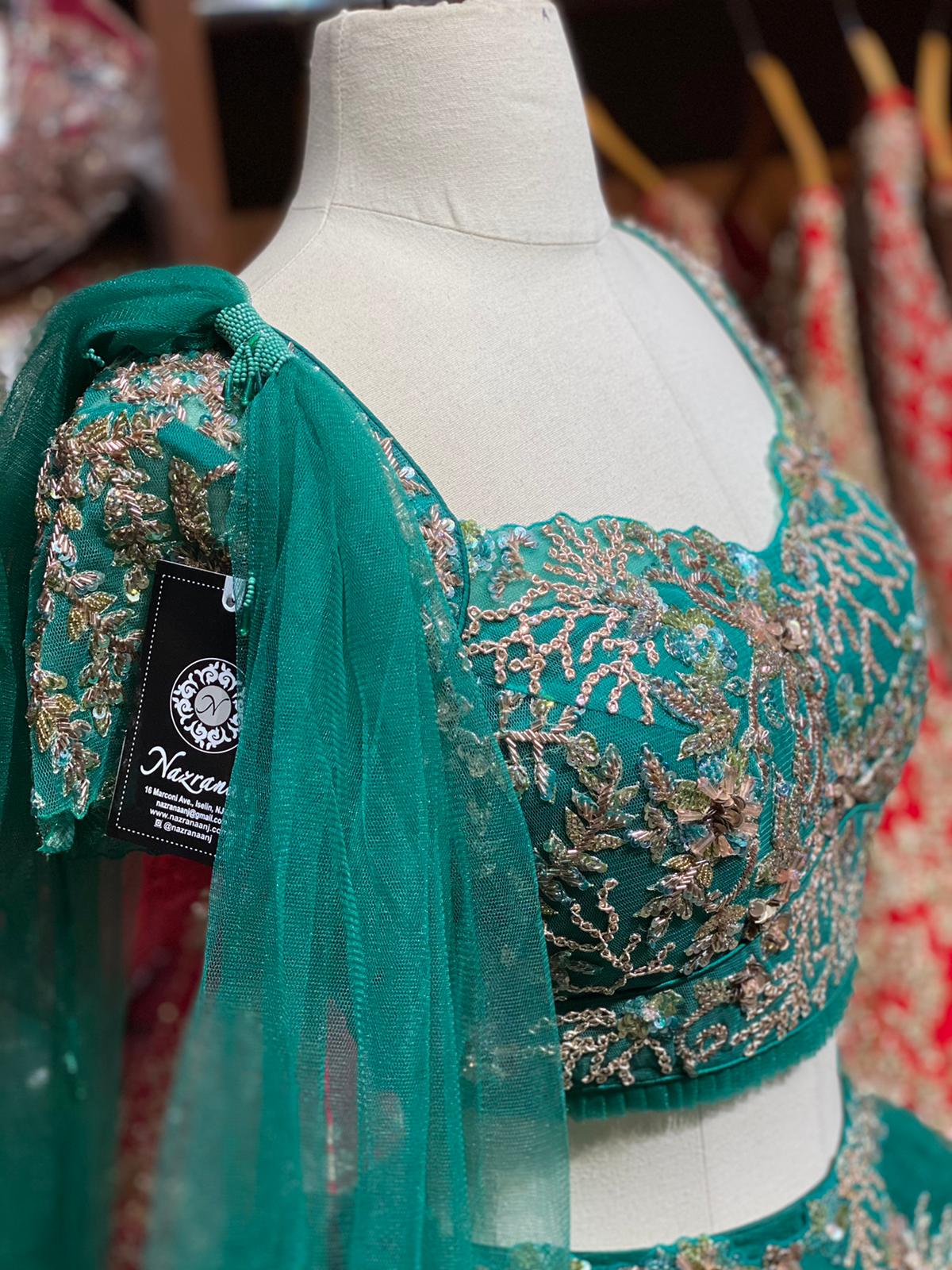 Teal Green Party Wear Lehenga PWL-143