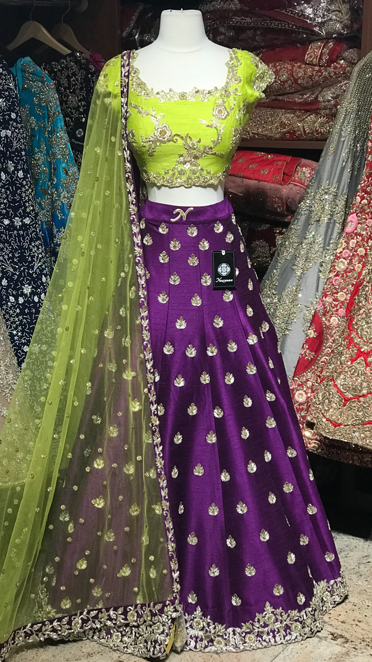 Lime Purple Size 38 Lehenga