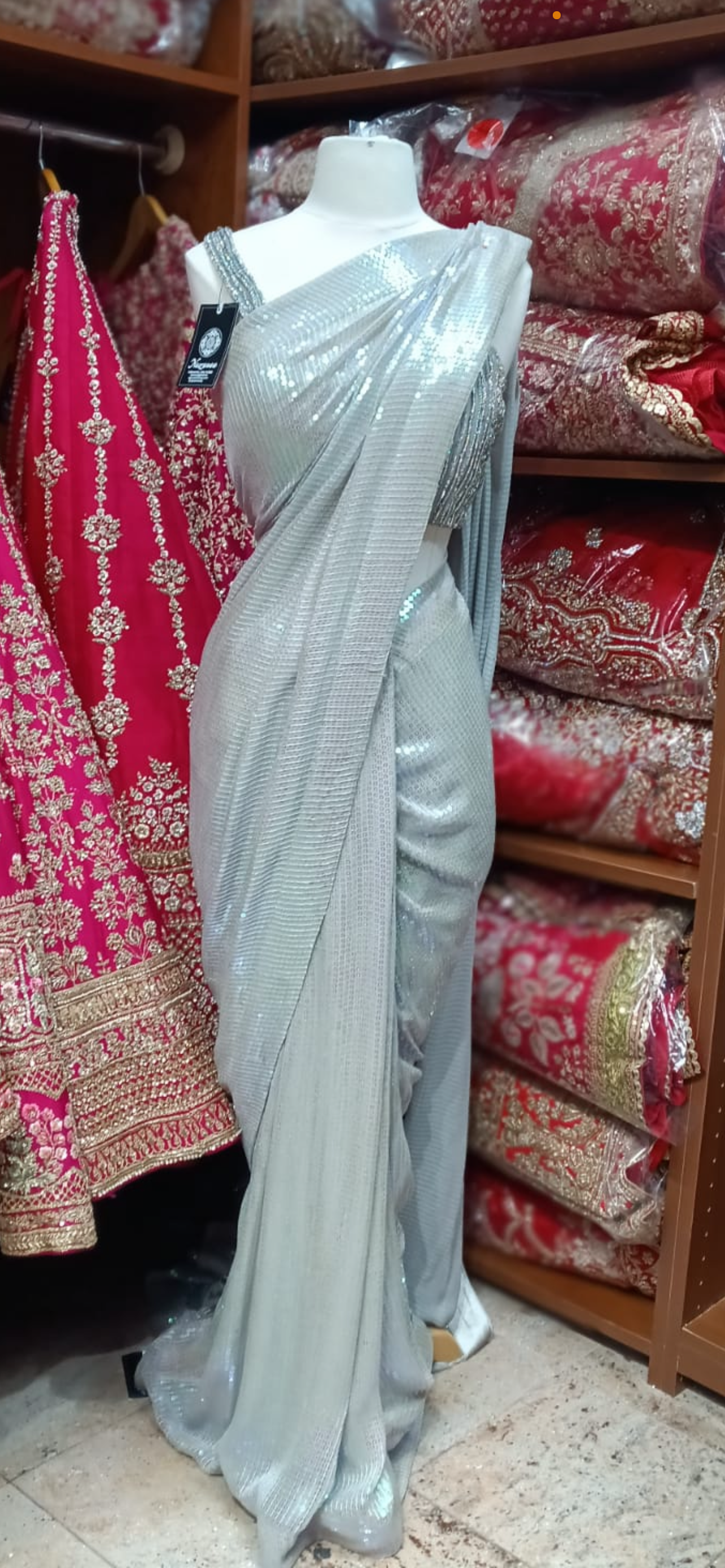 Shimmering Silver Saree PWS-137