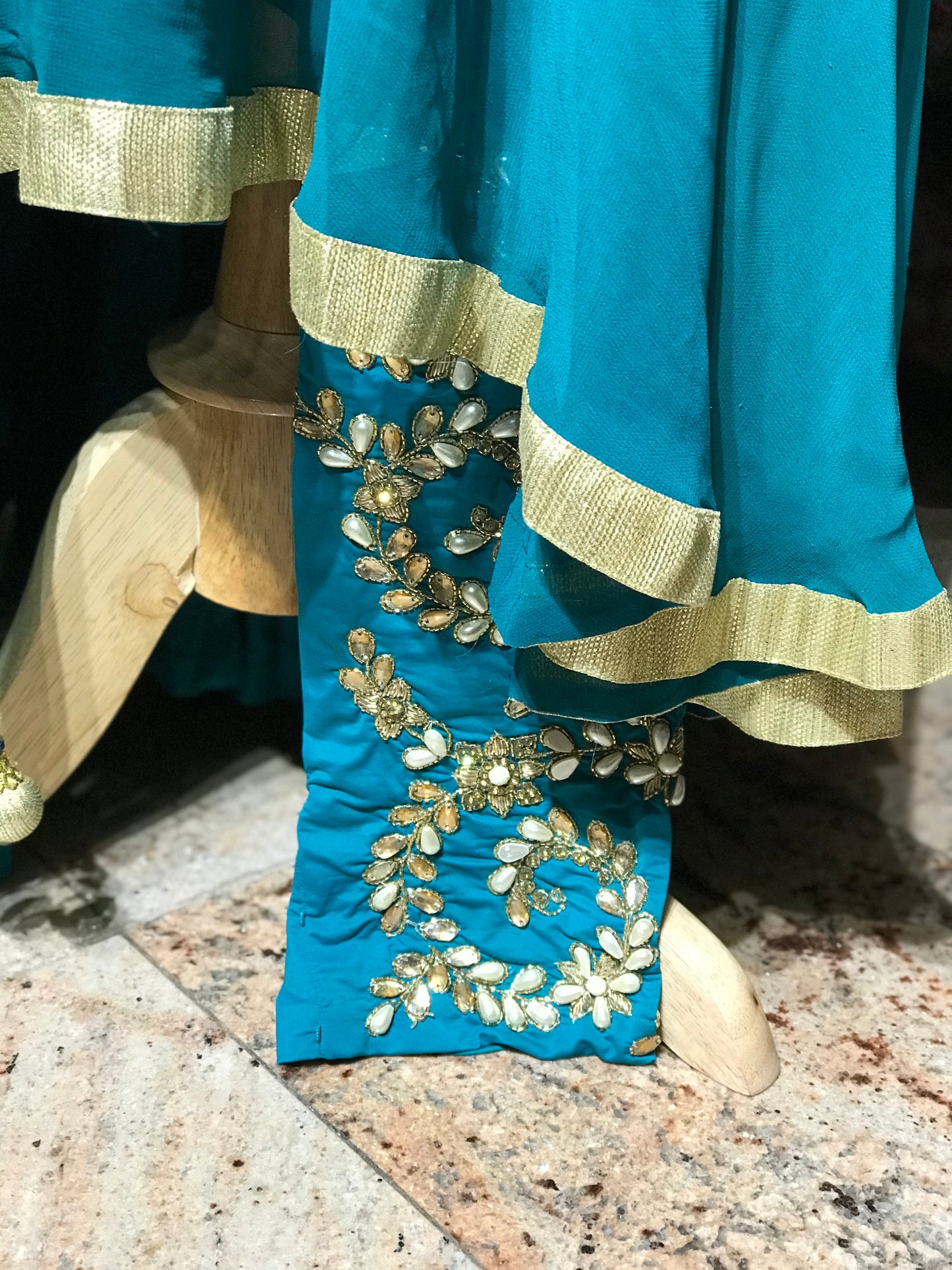 Teal Size 38 Georgette Anarkali