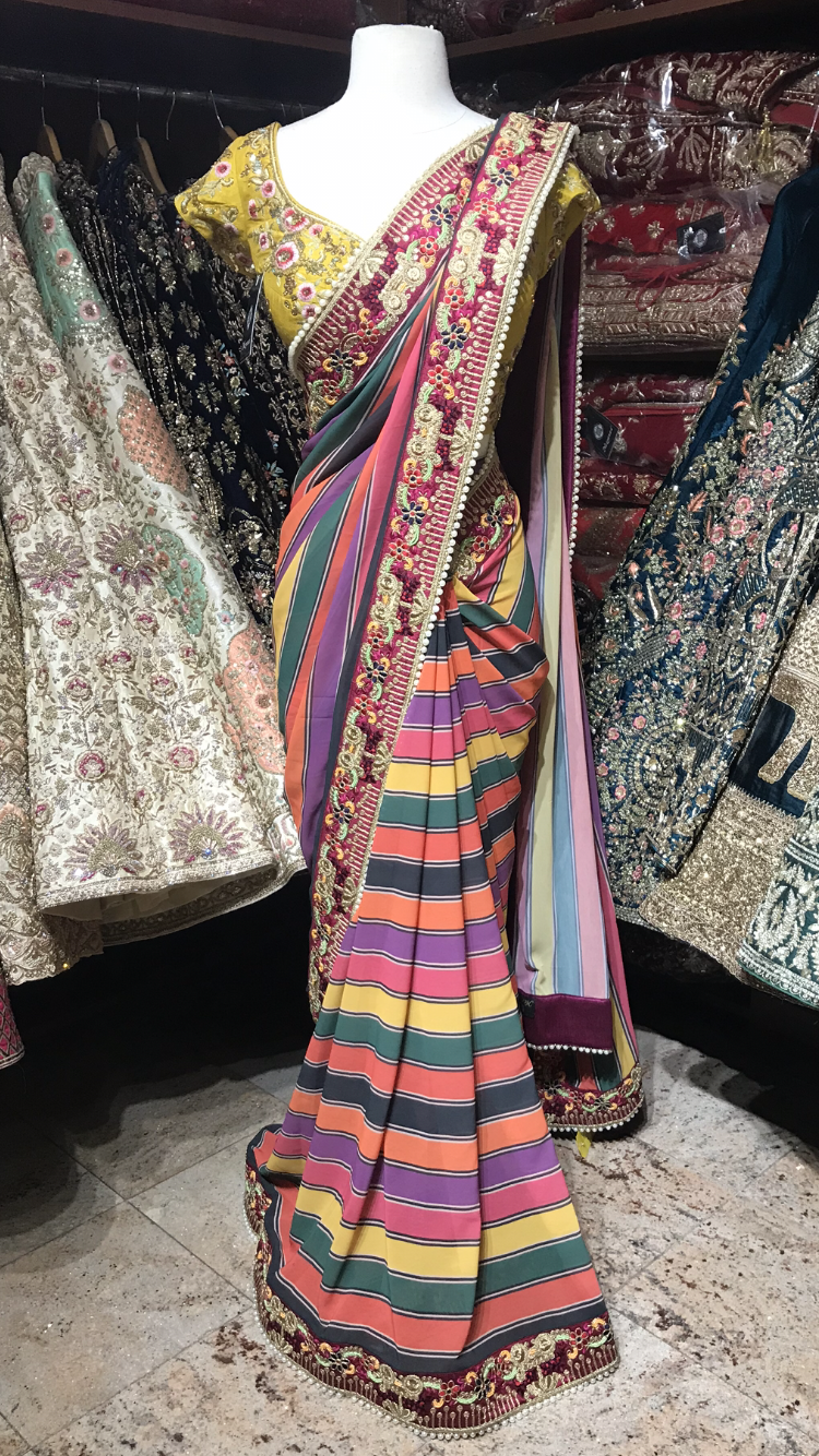 Multi-Color Stripe Saree