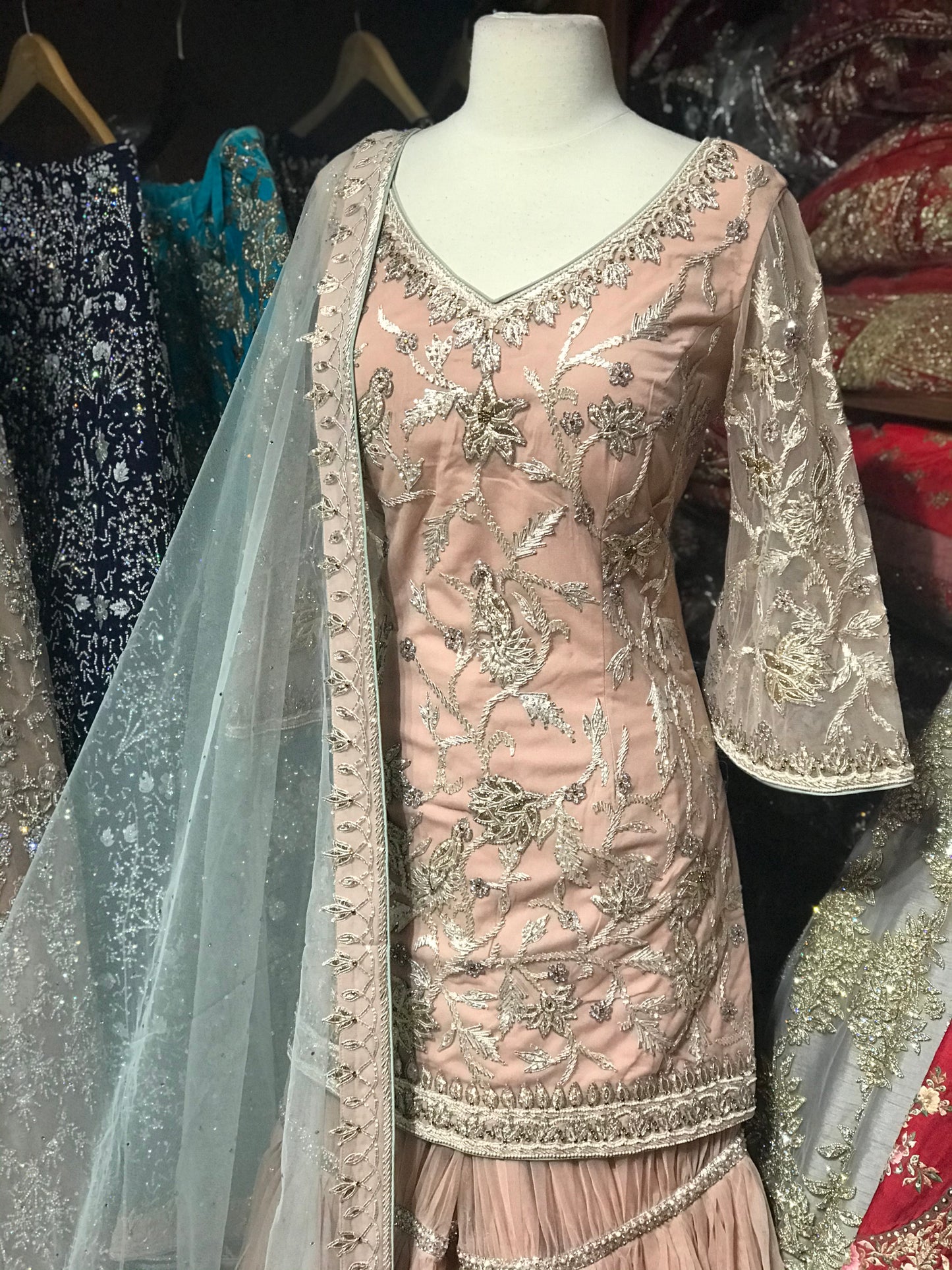 Peach Sage Size 38 Gharara