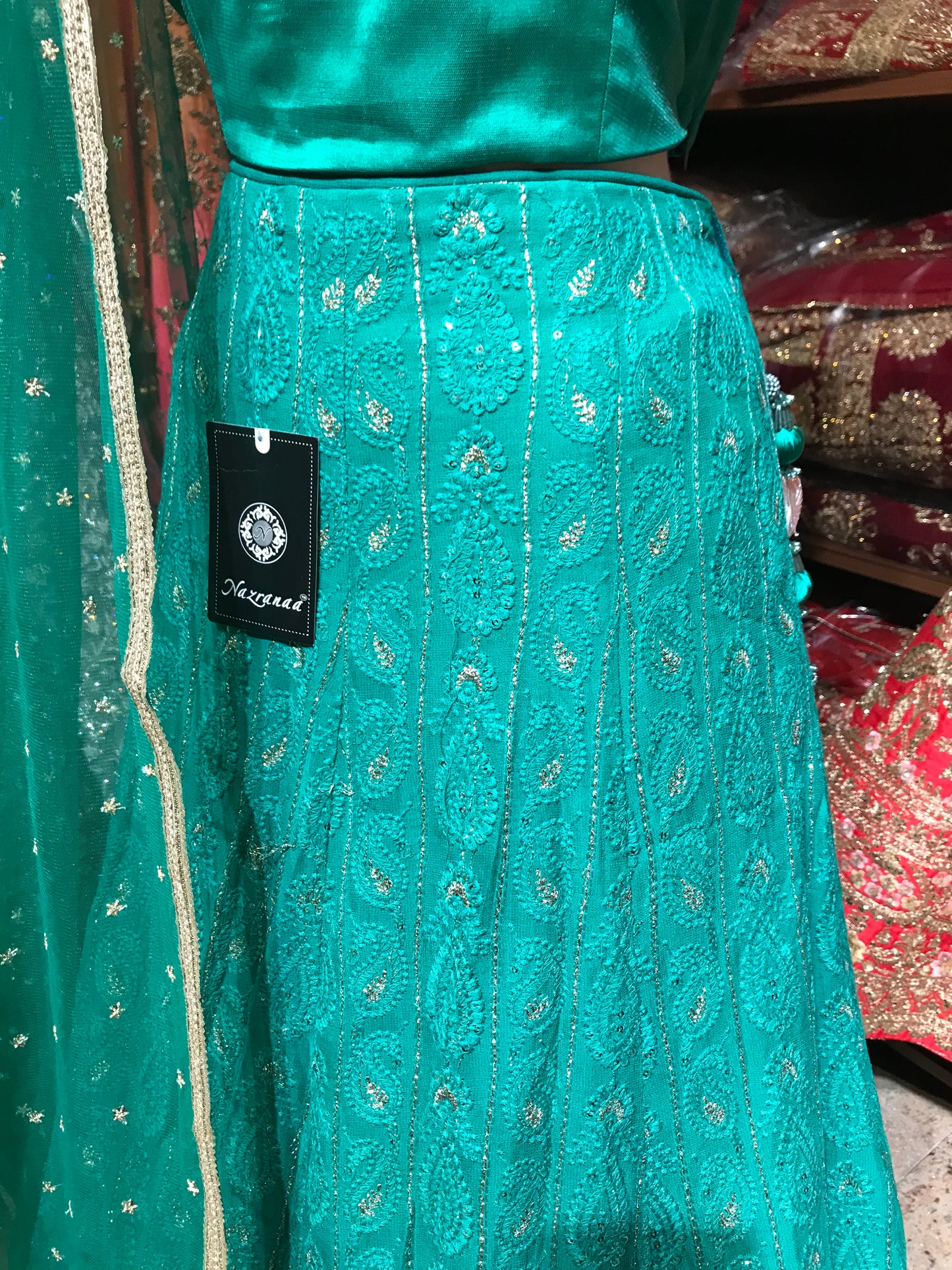 Teal Size 42 Lucknowi Lehenga