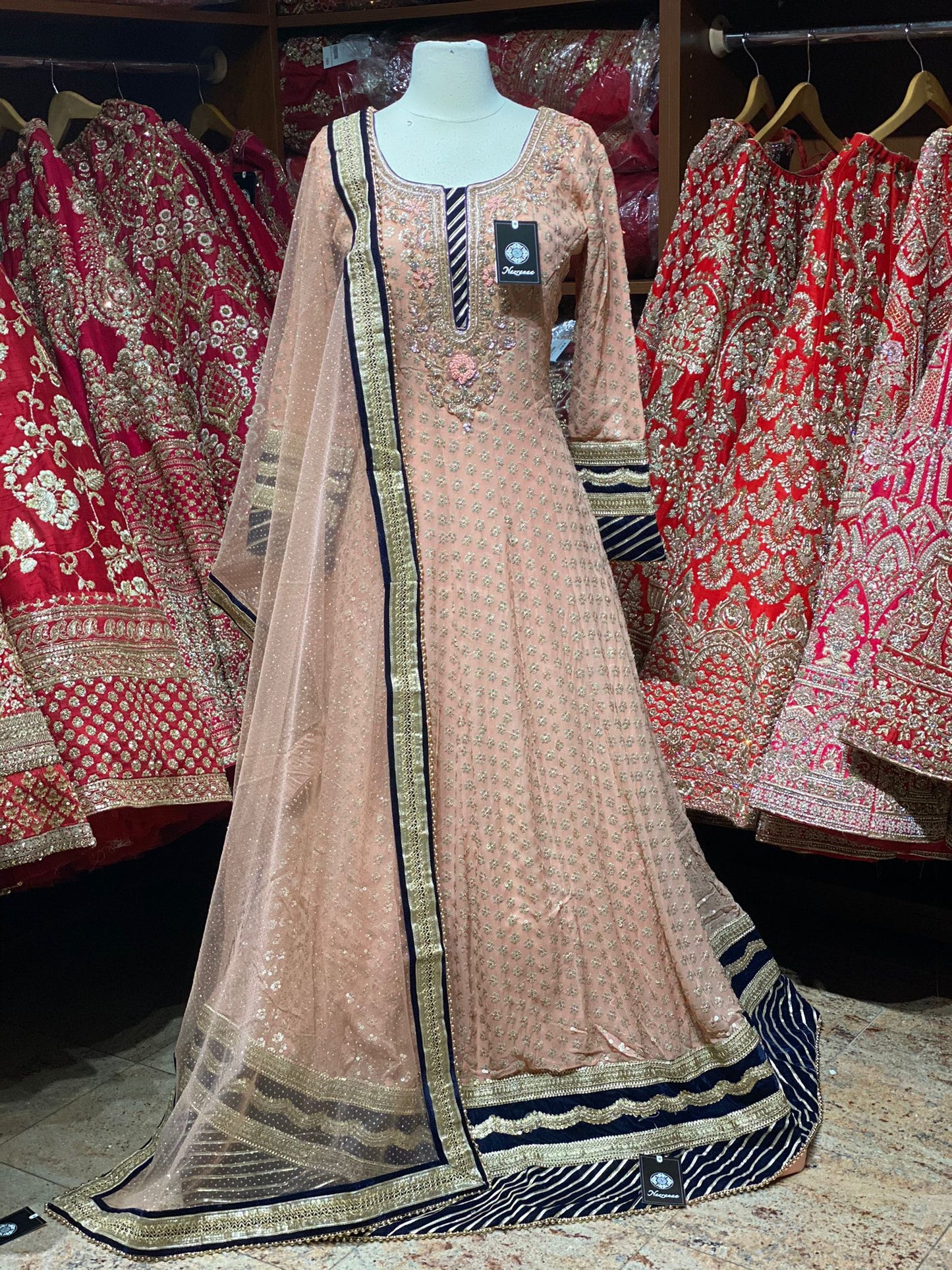 Coral Peach Anarkali PWA-037