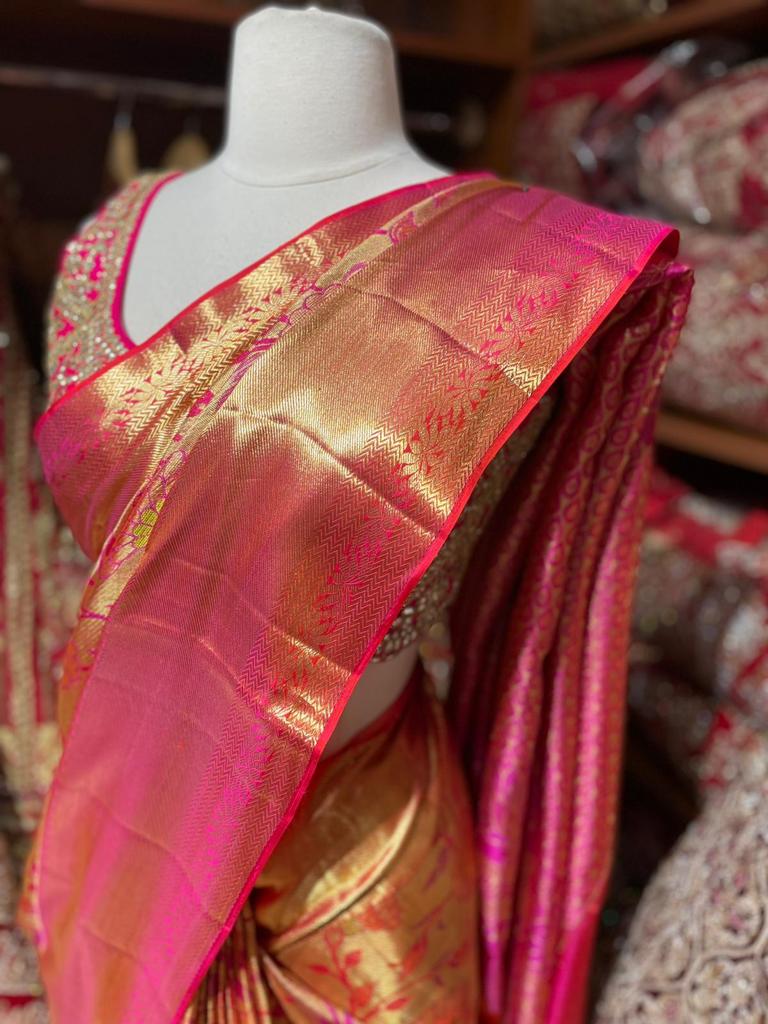 Mahogany Orange Pure Silk Kanjeevaram Saree PSK-07