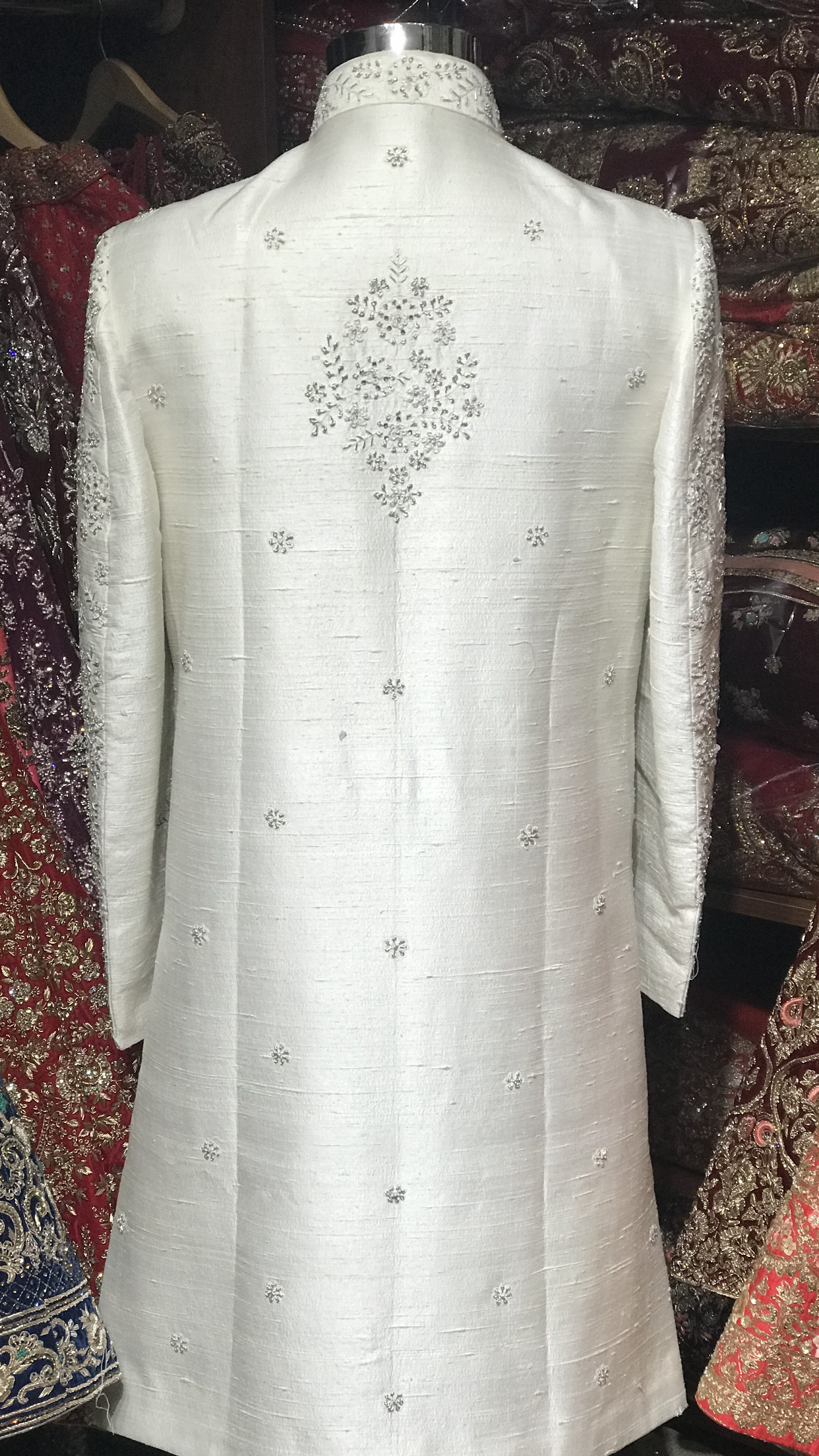 White Floral Embroidery Sherwani