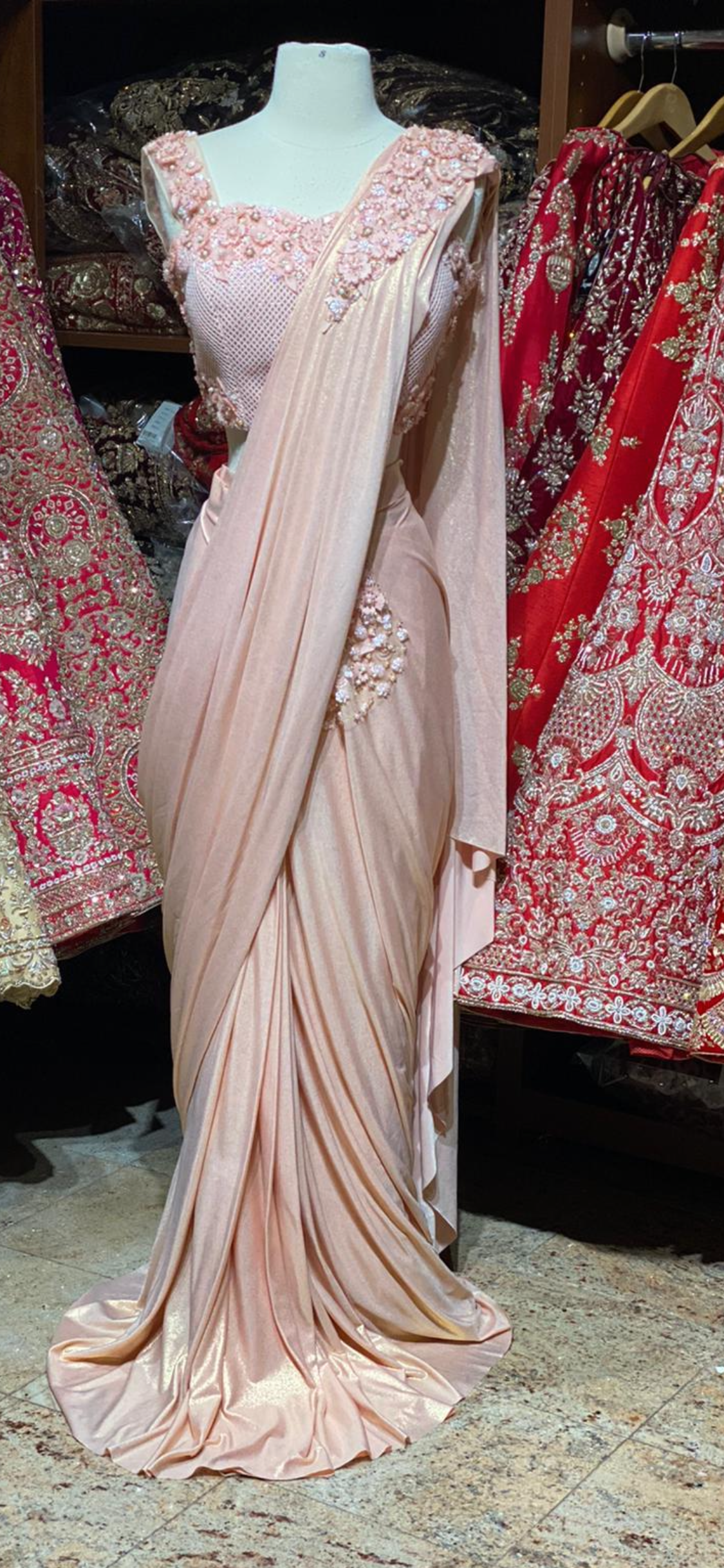 Blush Pre-Stitched Saree W/ Readymade Blouse PSS-11