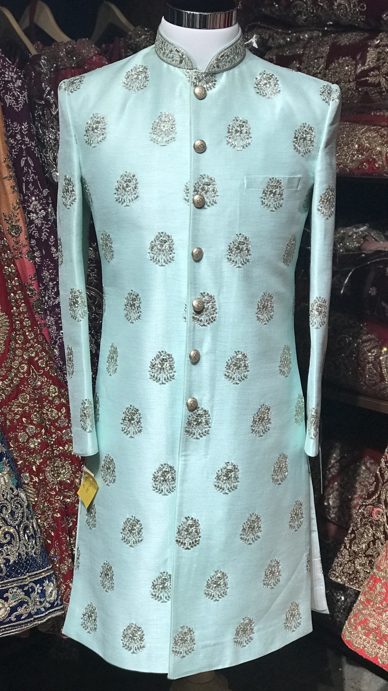 Blue Raw Silk Sherwani