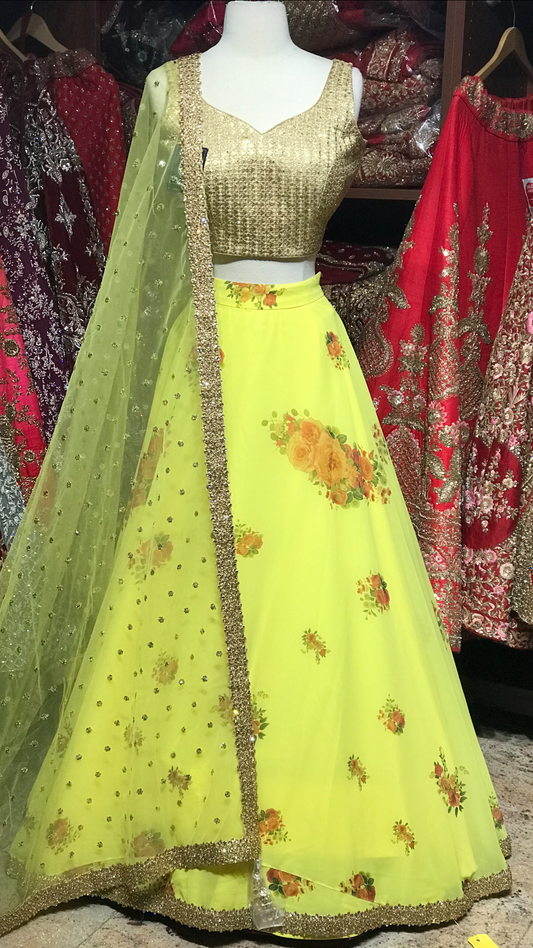 Yellow Size 38 Floral Lehenga