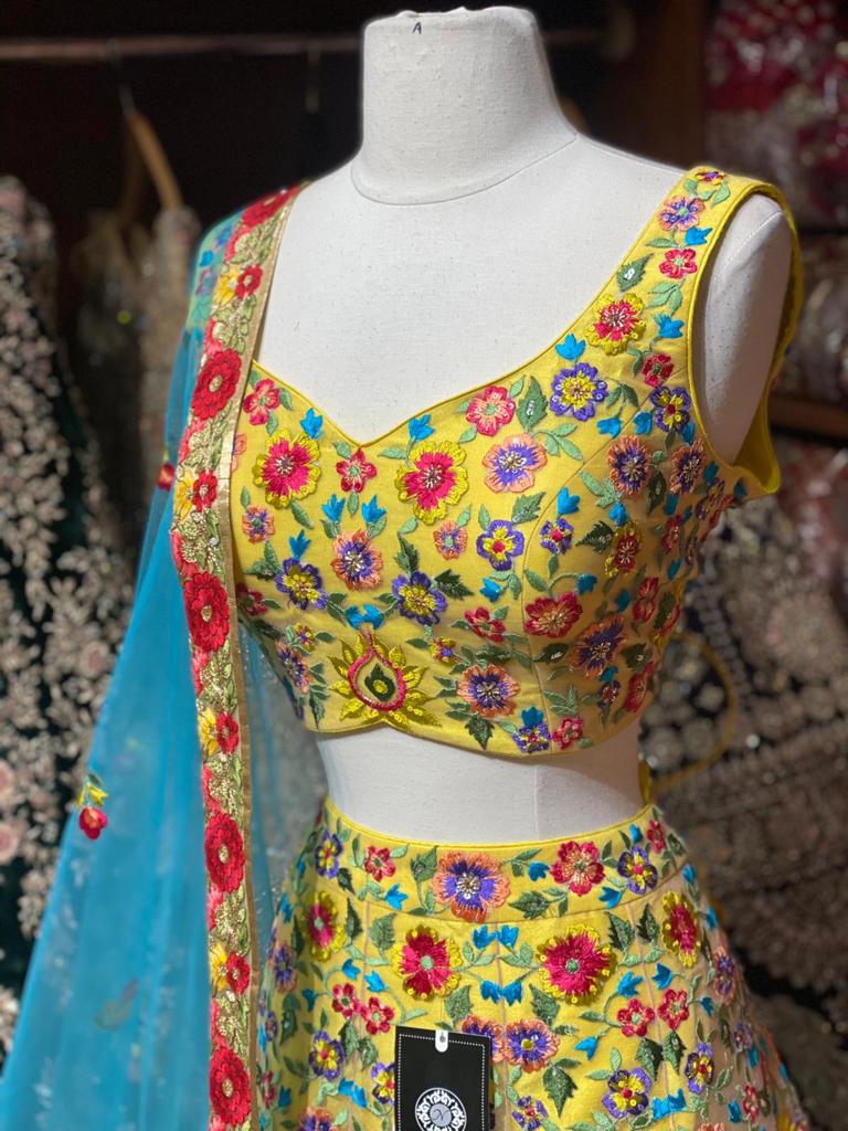 Bumblebee Yellow Floral Unmissable Rangaadi Party Wear Collection PWC-002