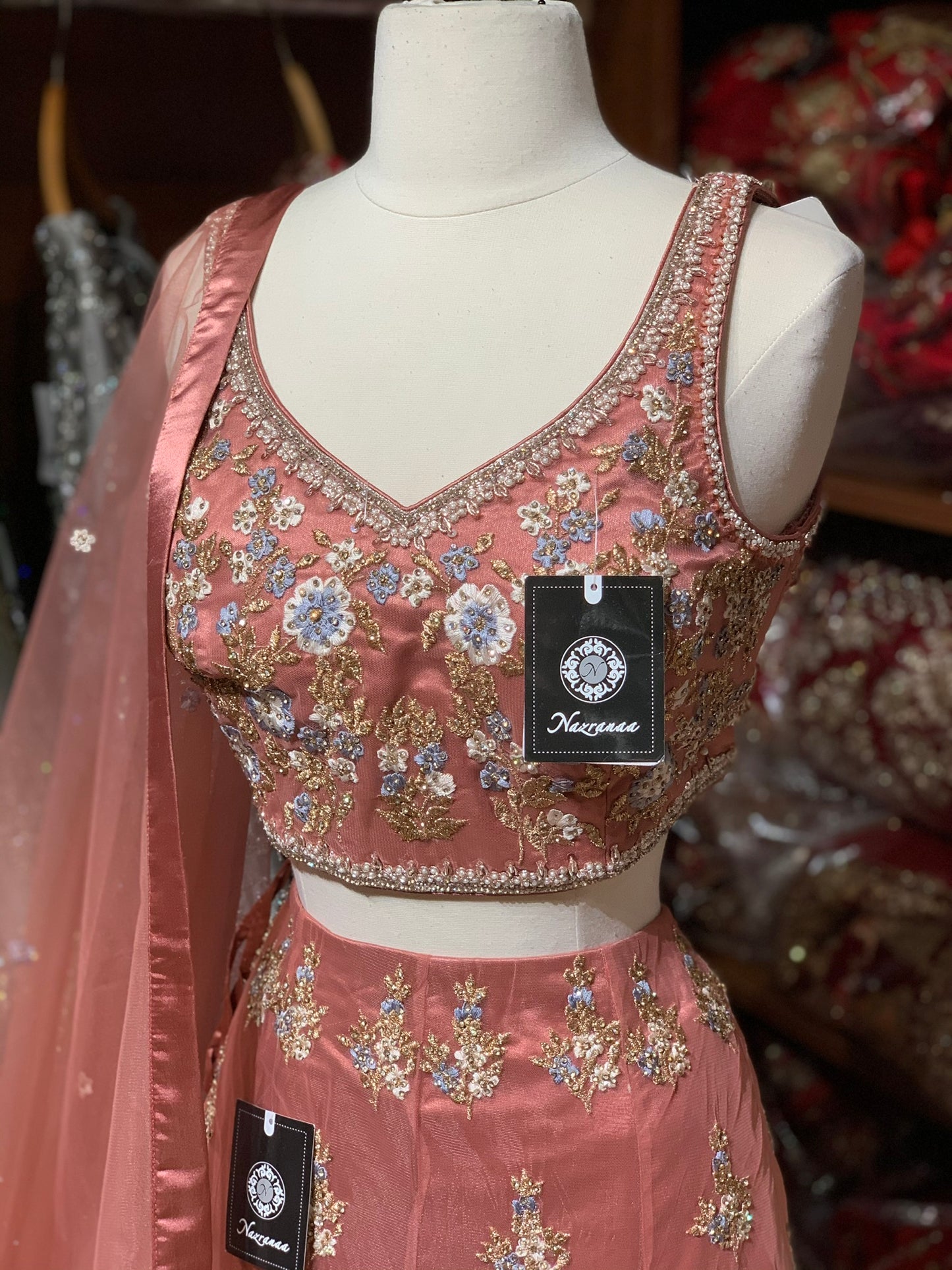 Dusty Rose Size 38 Tulle Lehenga