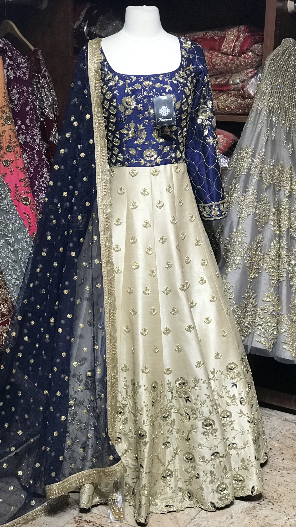 Navy Gold Size 38 Bridal Anarkali