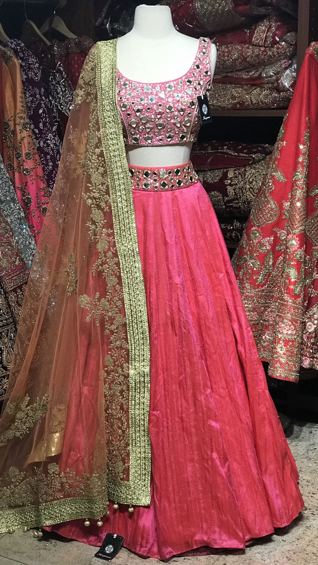 Pink Orange Size 36 Lehenga