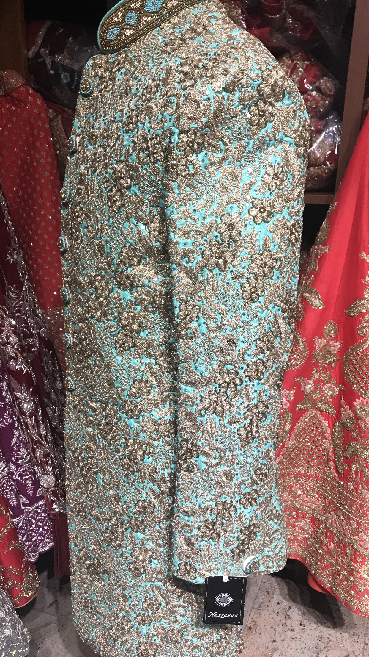 Mint Sequin Embroidery Sherwani