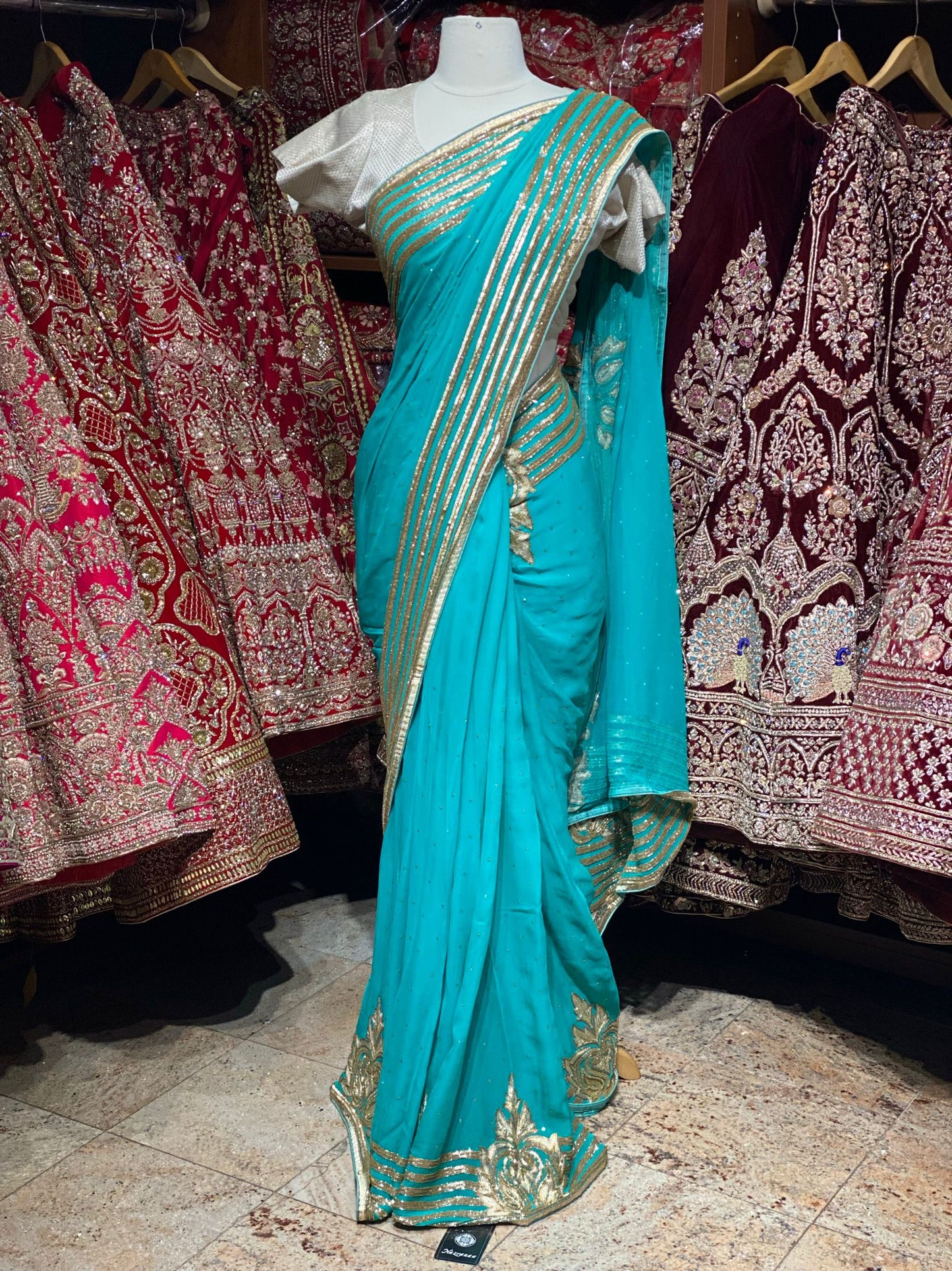 Turquoise Blue Saree PWS-131