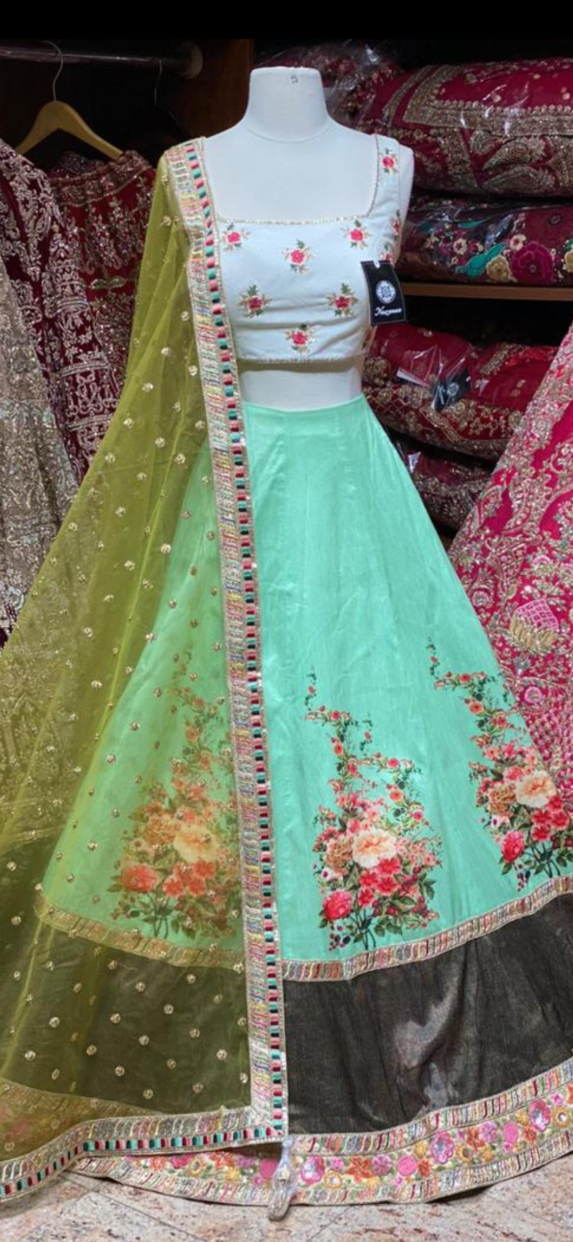 Mint Green Digital Print Party Wear Lehenga PWL-101