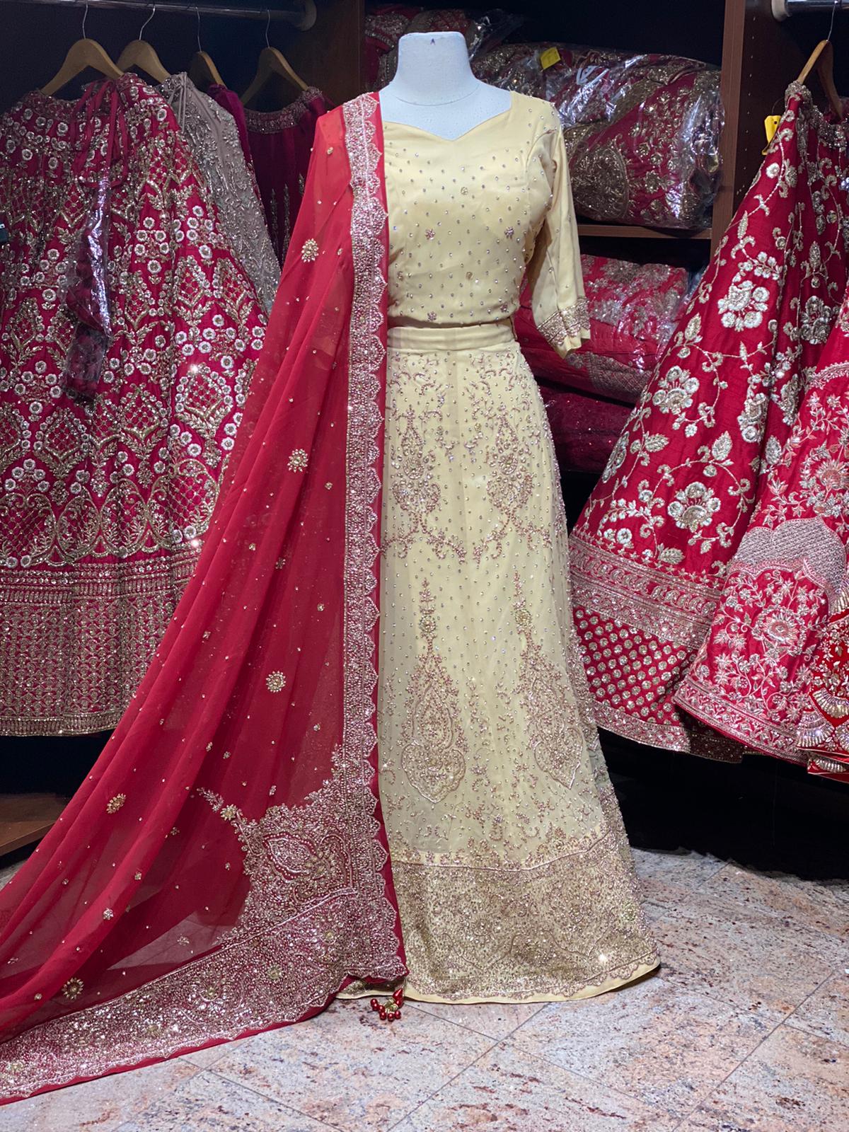 Rich Cream & Red Party Wear Lehenga PWL-116