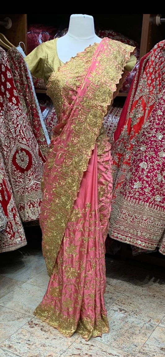 Salmon Pink Saree PWS-079