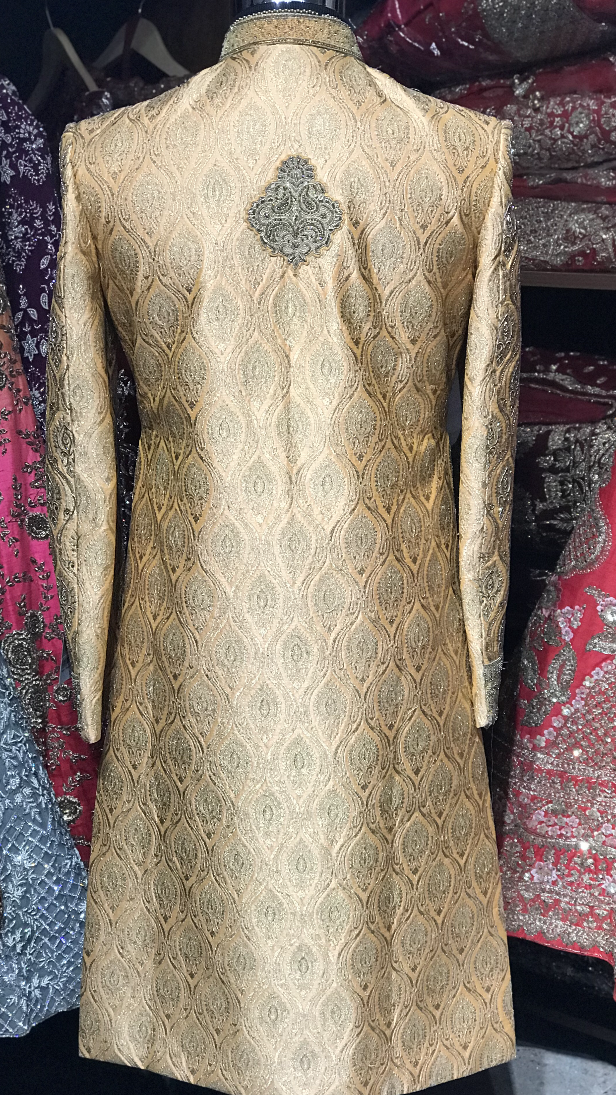 Peach Brocade Sherwani