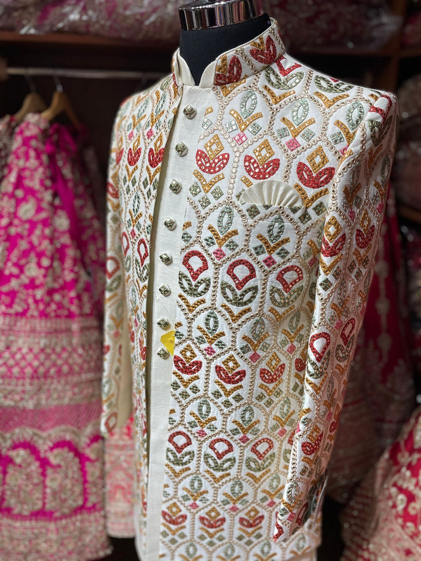 Off White Indo Western Sherwani-U2-545