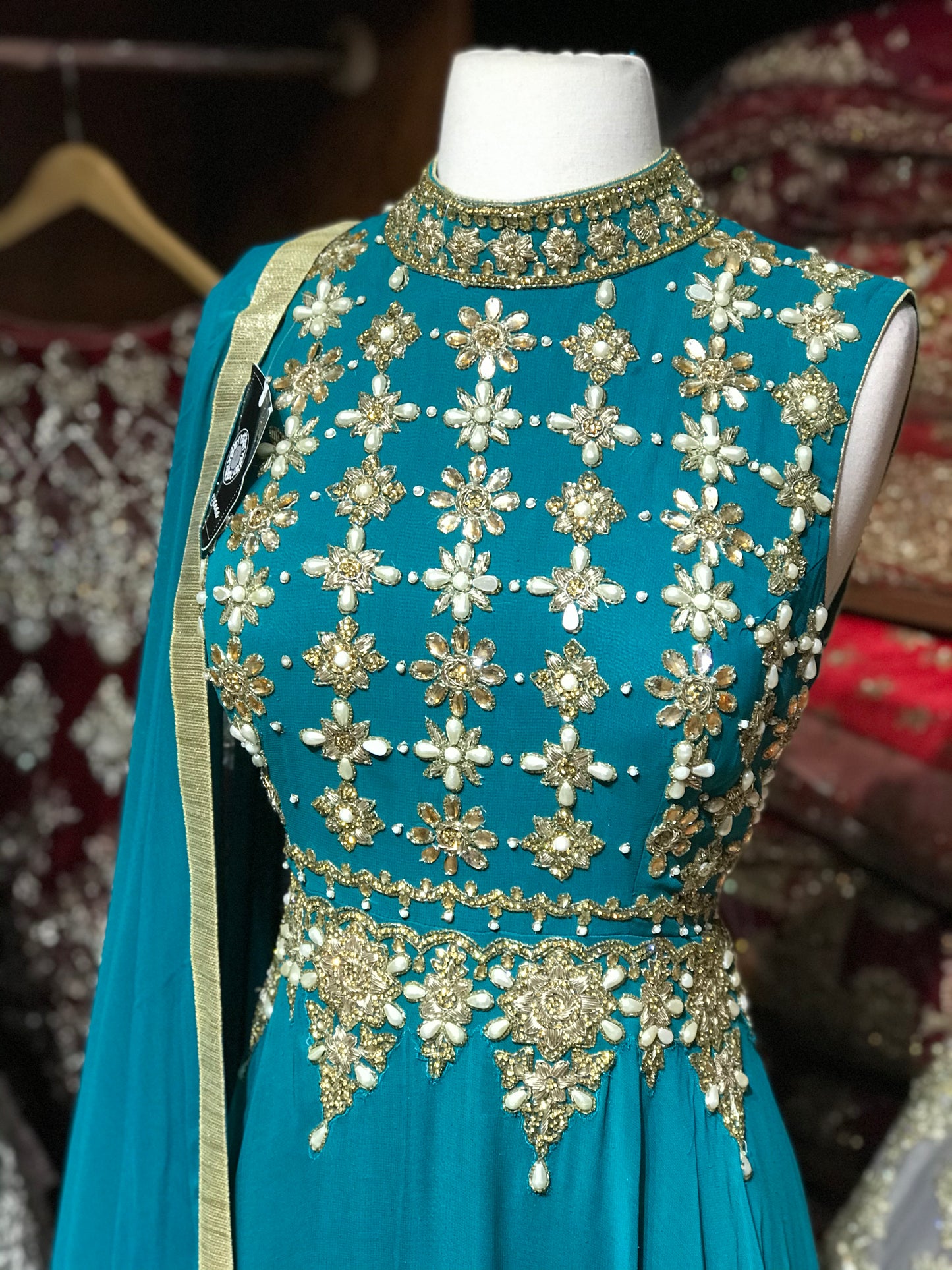 Teal Size 38 Georgette Anarkali