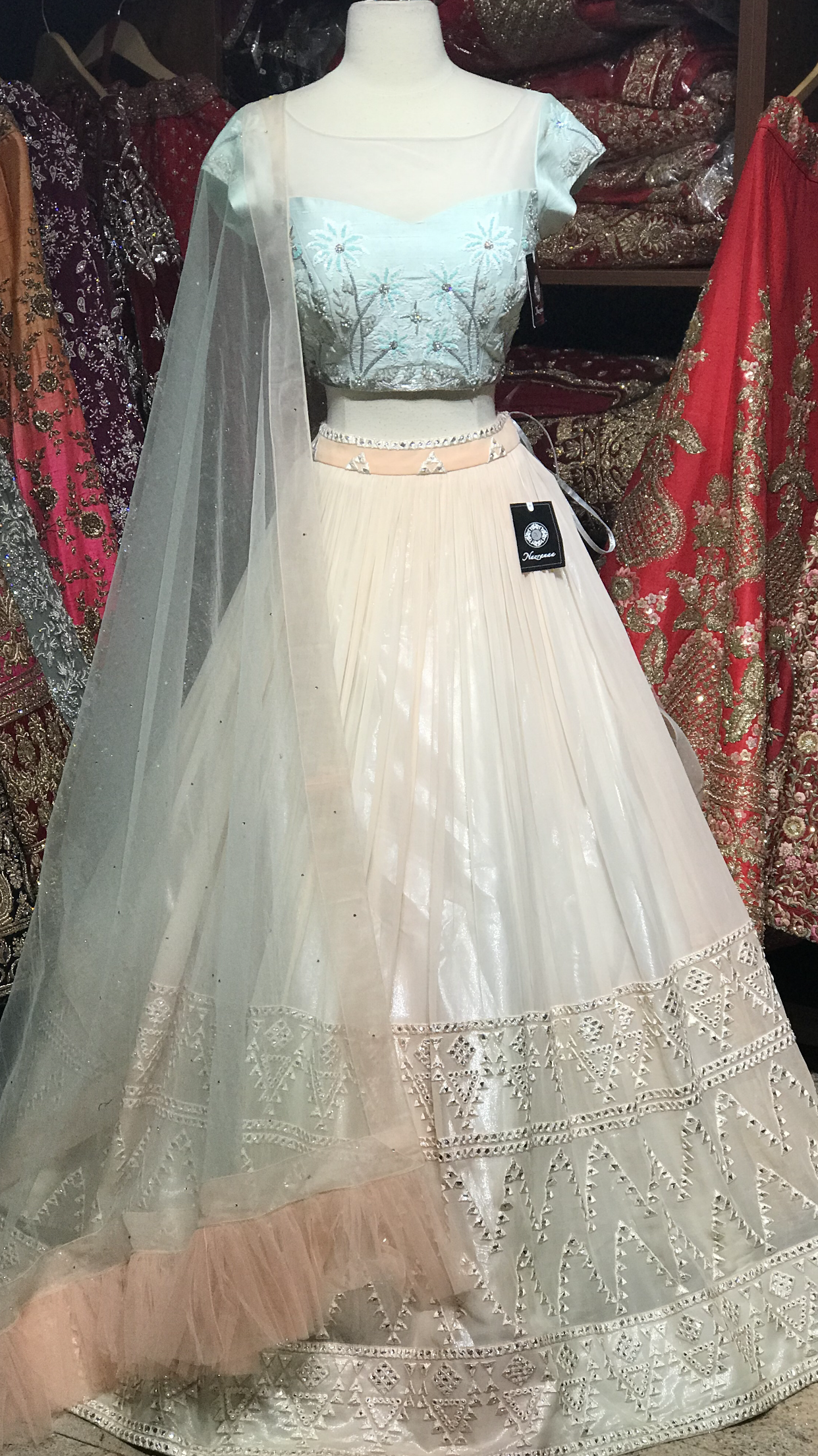 Peach Blue Size 38 Lehenga