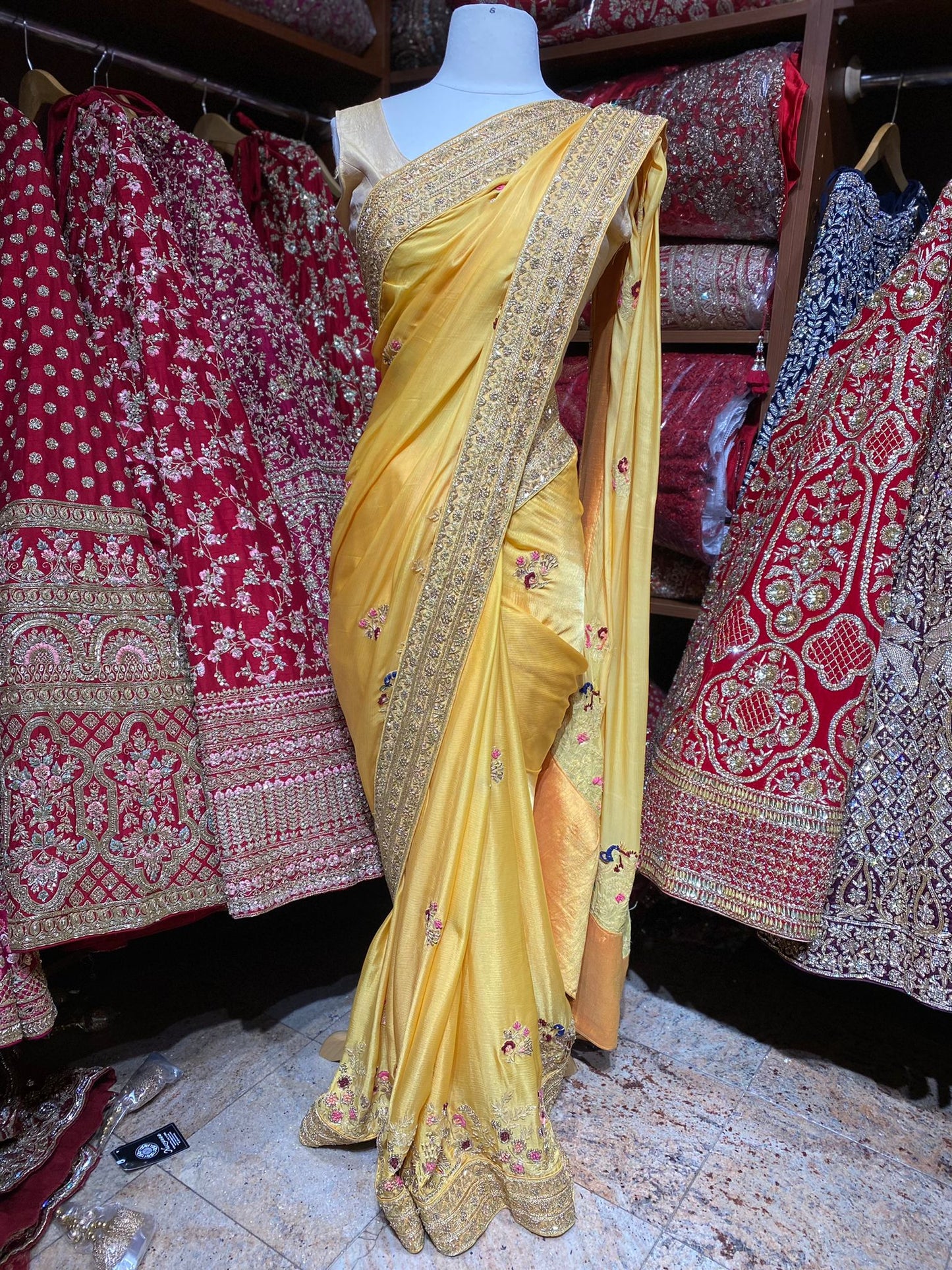 Saffron Yellow Saree PWS-157