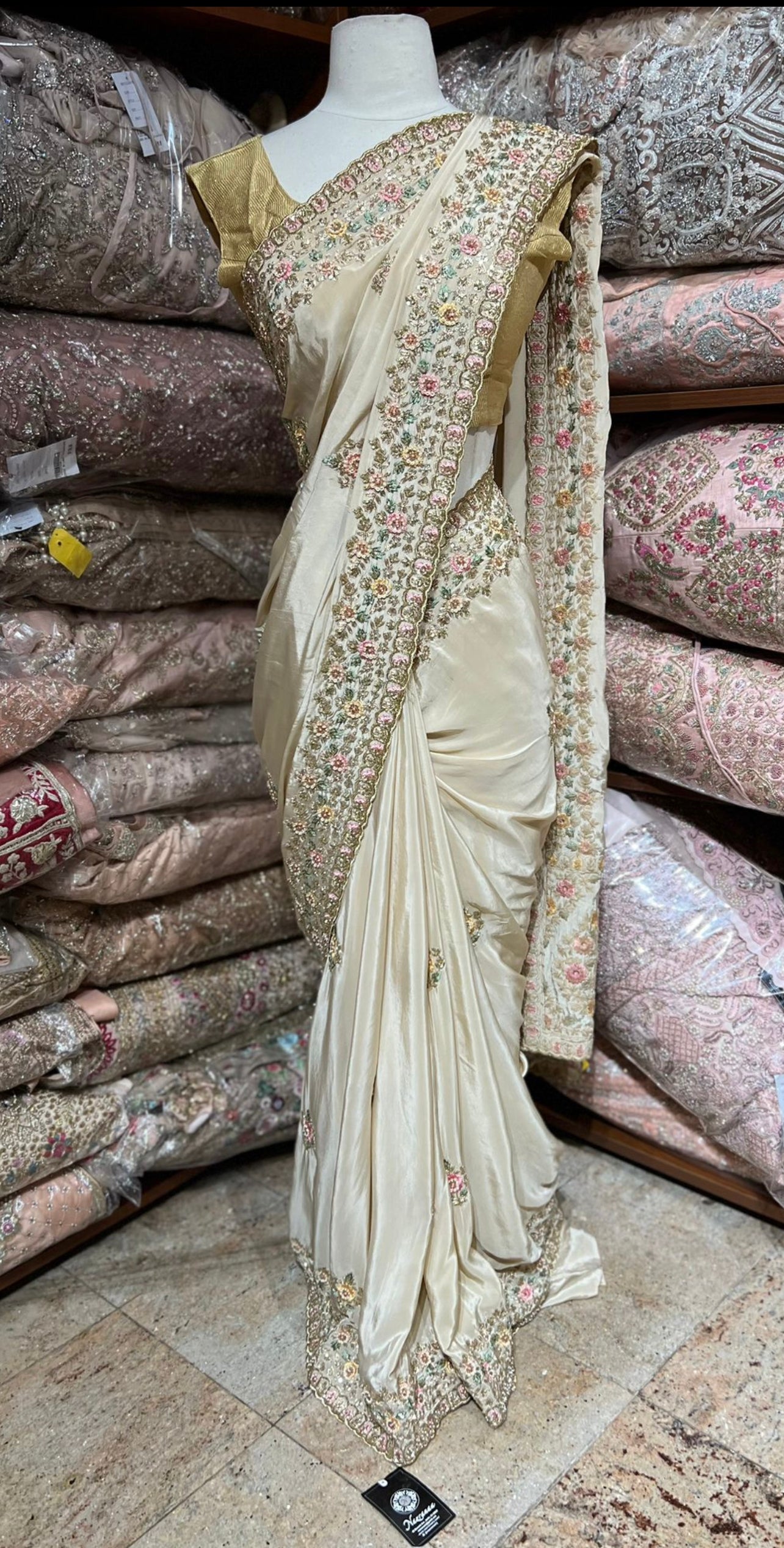 Light Taupe Cream Saree PWS-194