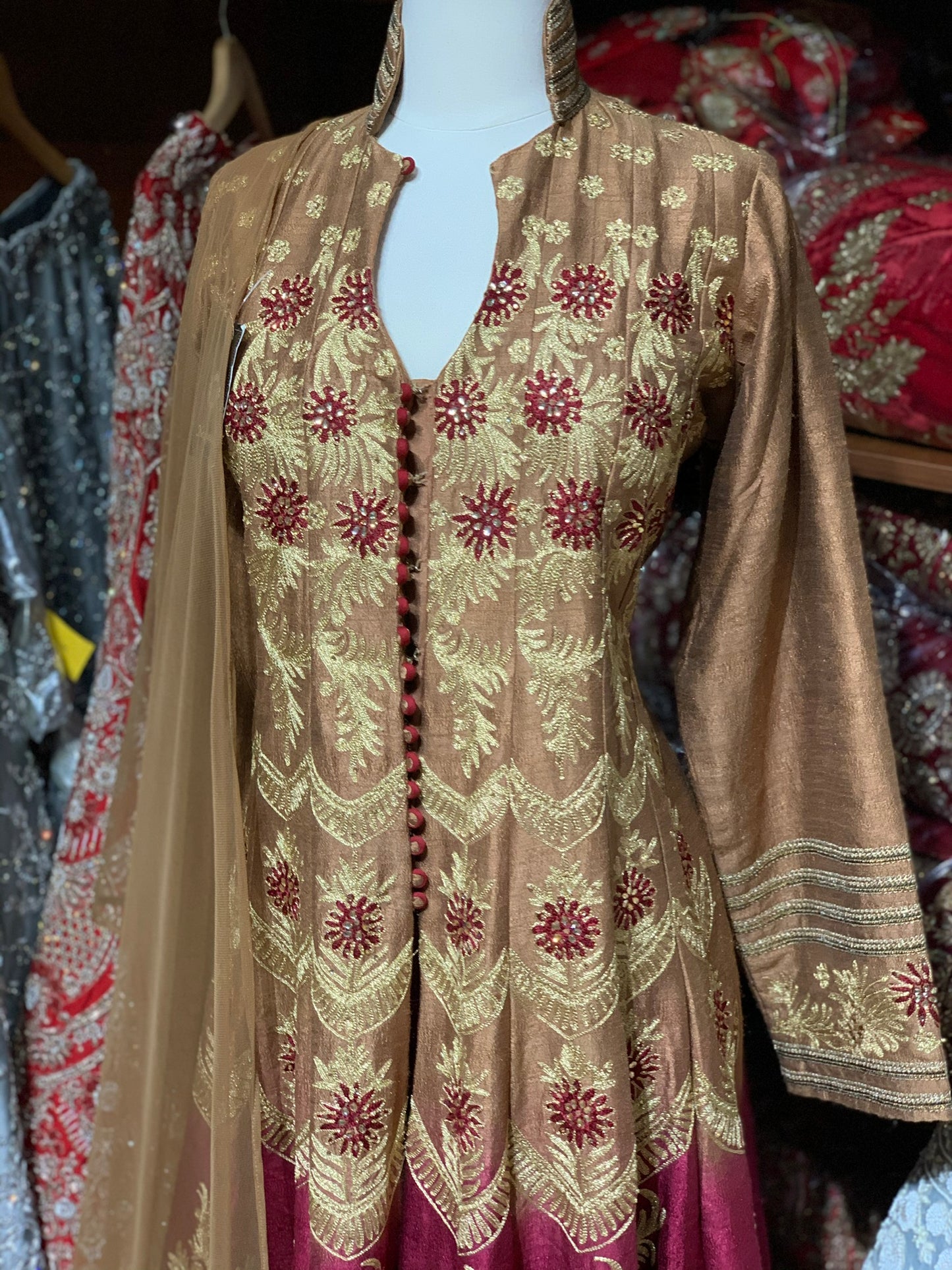 Brown Maroon Size 44 Anarkali