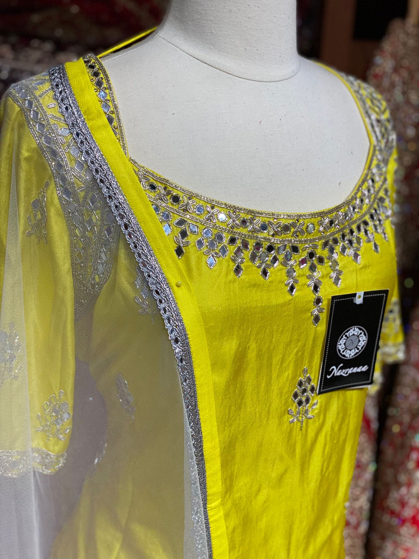 Neon Yellow Party Wear Suit Collection PWS-091